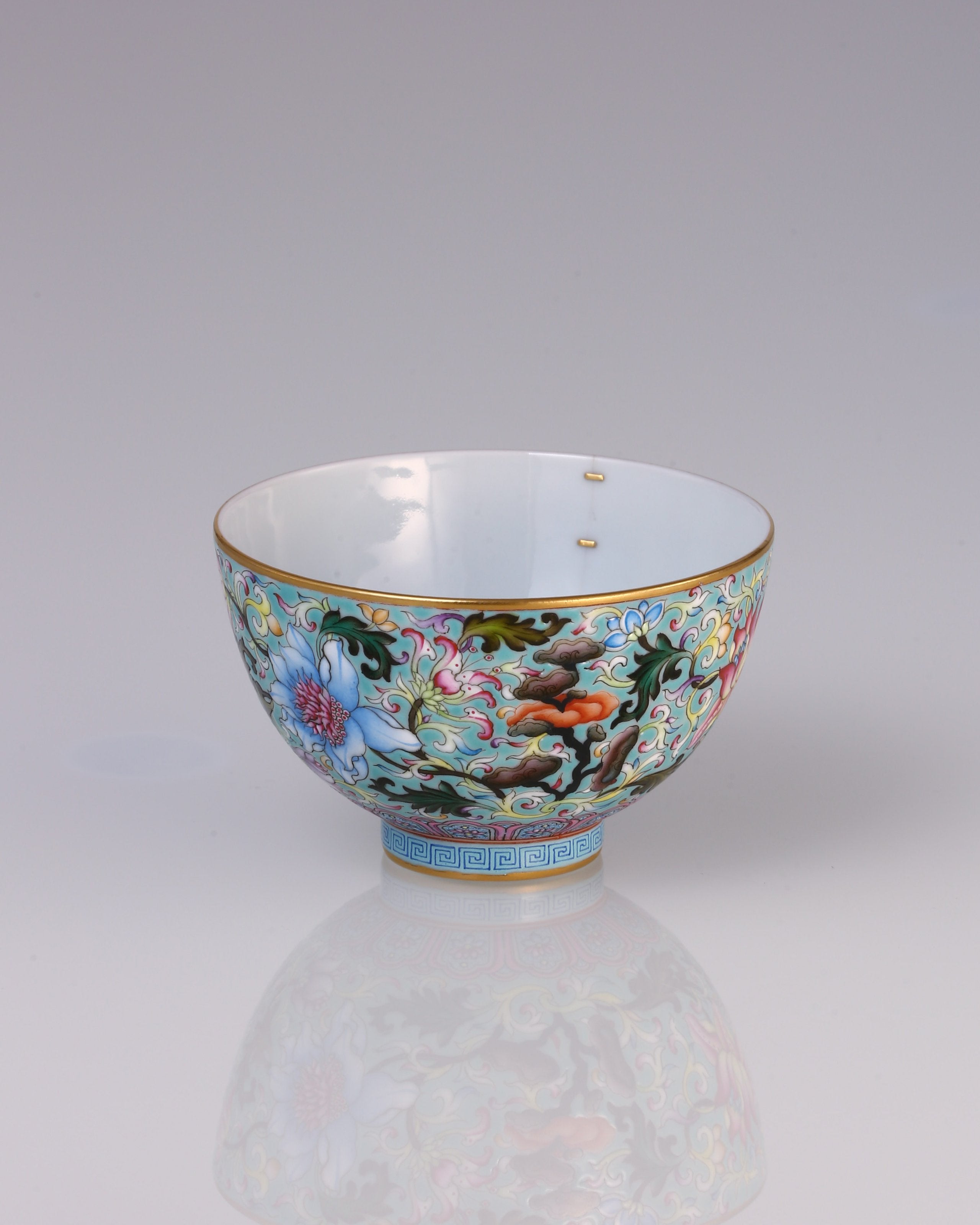 Enamel Chicken Heart Cup with Lingzhi Pattern