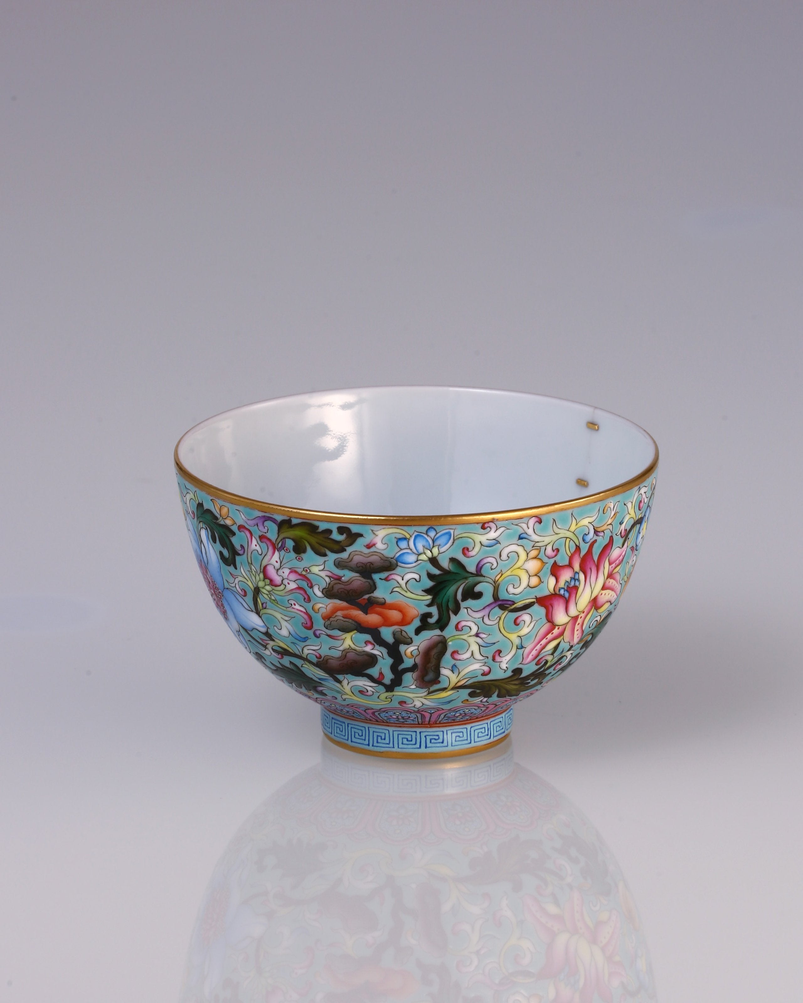Enamel Chicken Heart Cup with Lingzhi Pattern