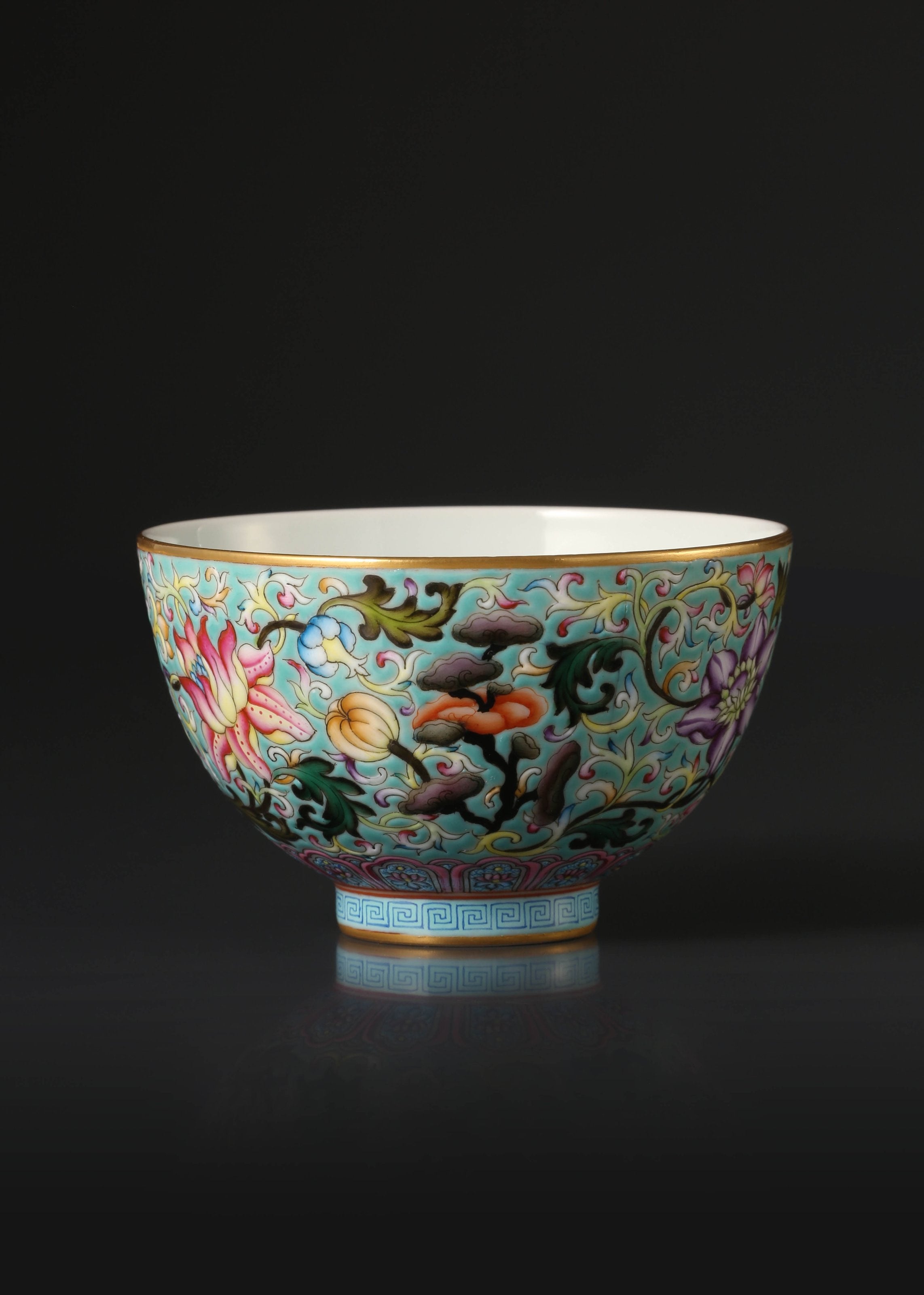 Enamel Chicken Heart Cup with Lingzhi Pattern
