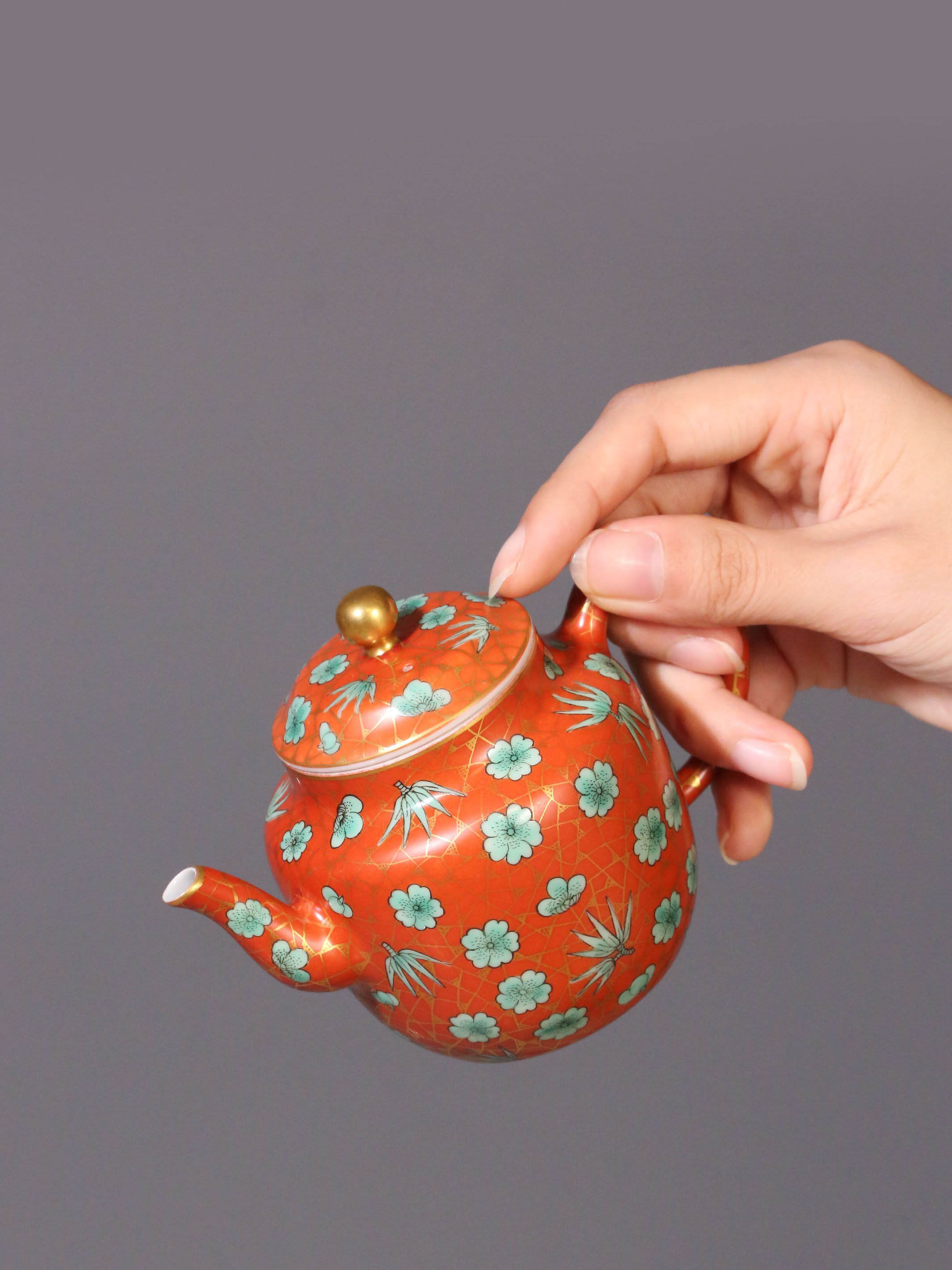 Iron-Red Ice Plum Palace Lantern Teapot