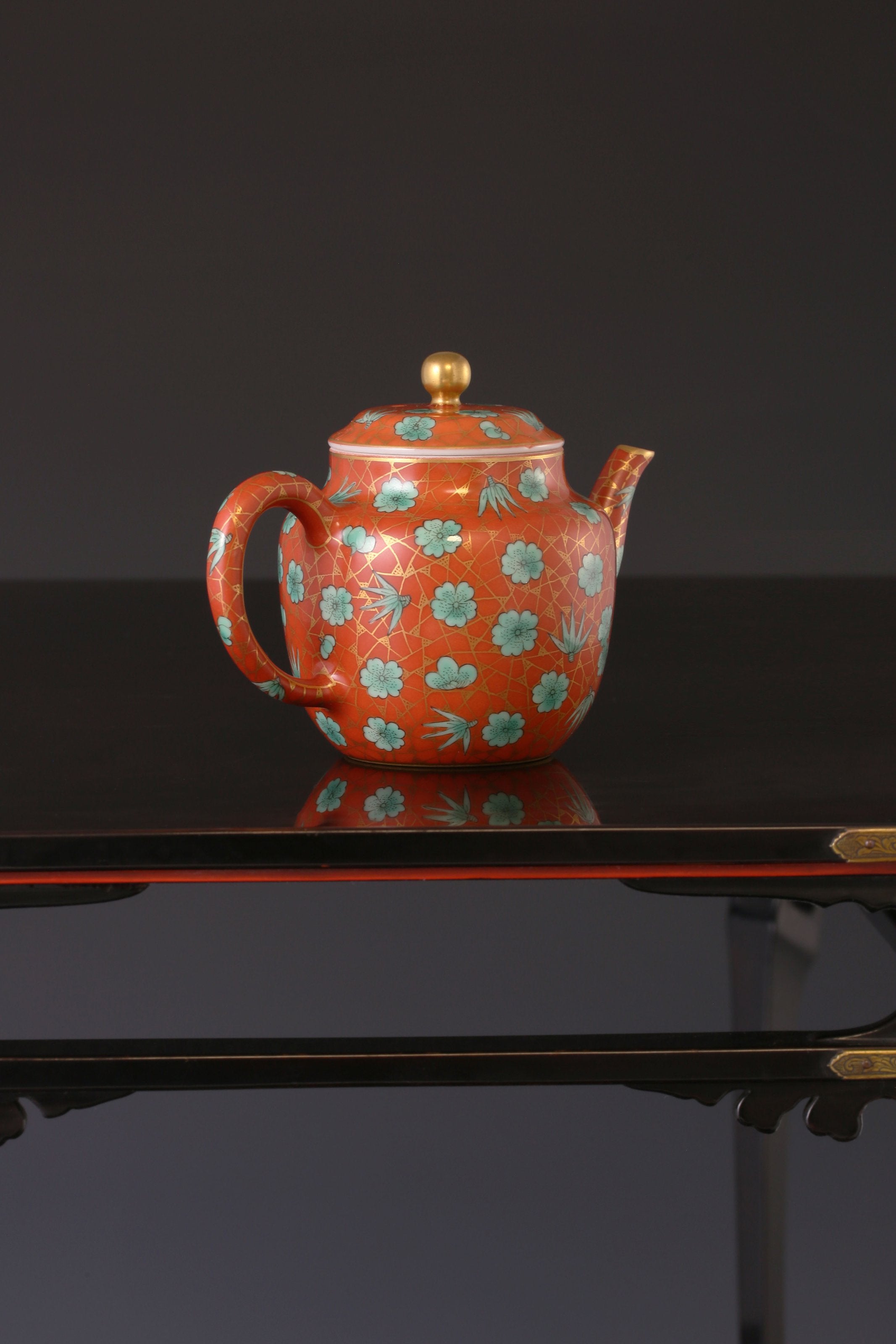 Iron-Red Ice Plum Palace Lantern Teapot