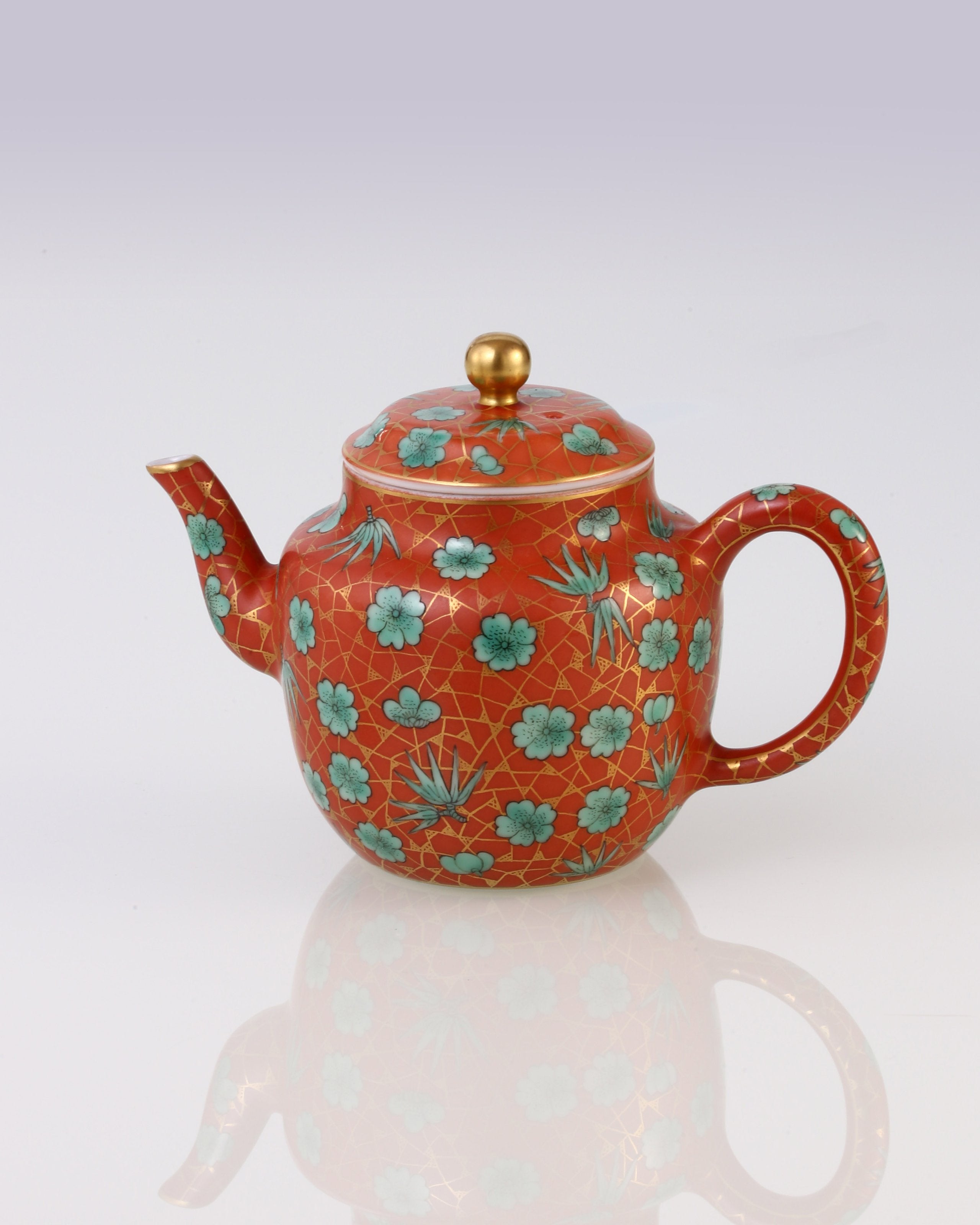 Iron-Red Ice Plum Palace Lantern Teapot