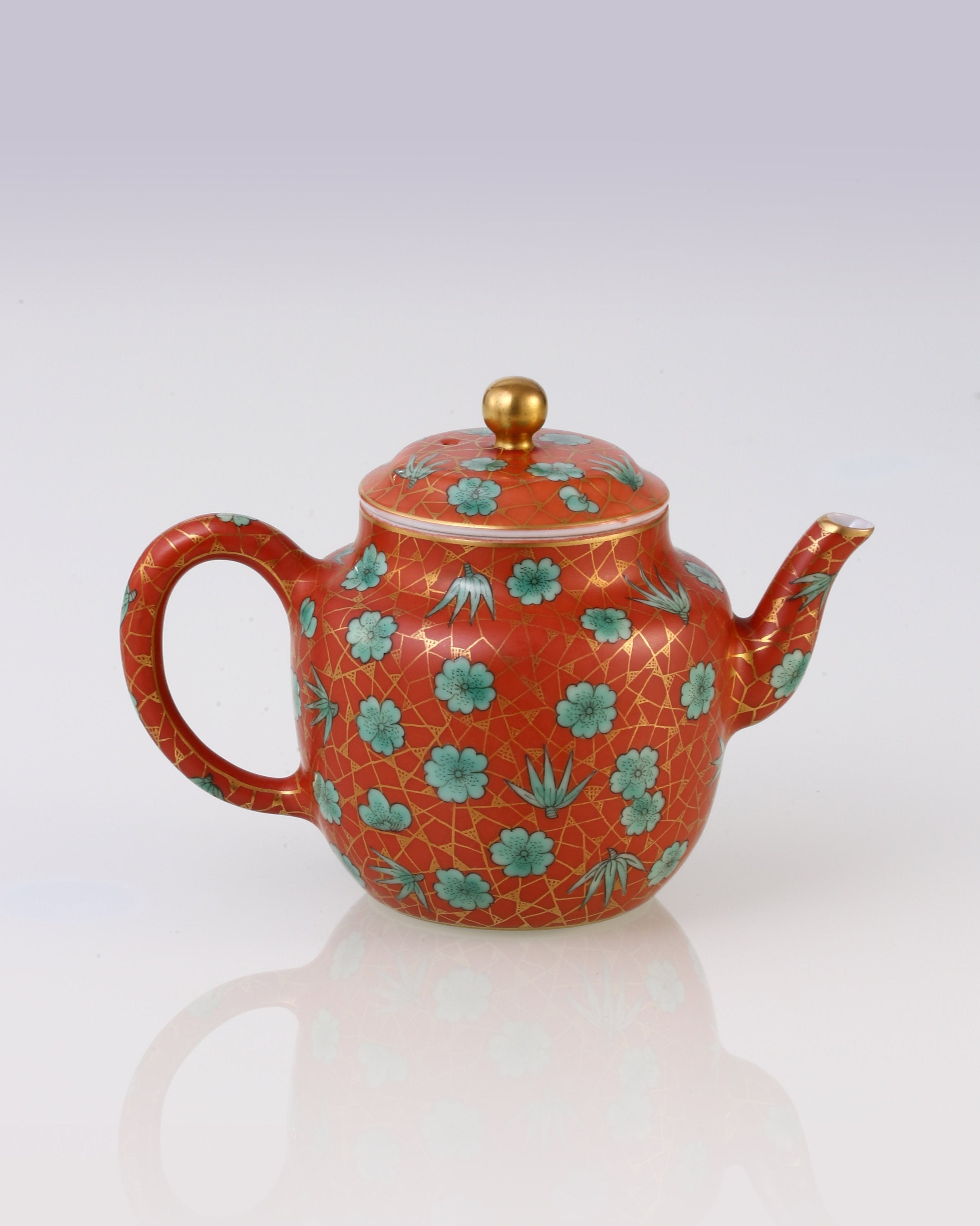 Iron-Red Ice Plum Palace Lantern Teapot