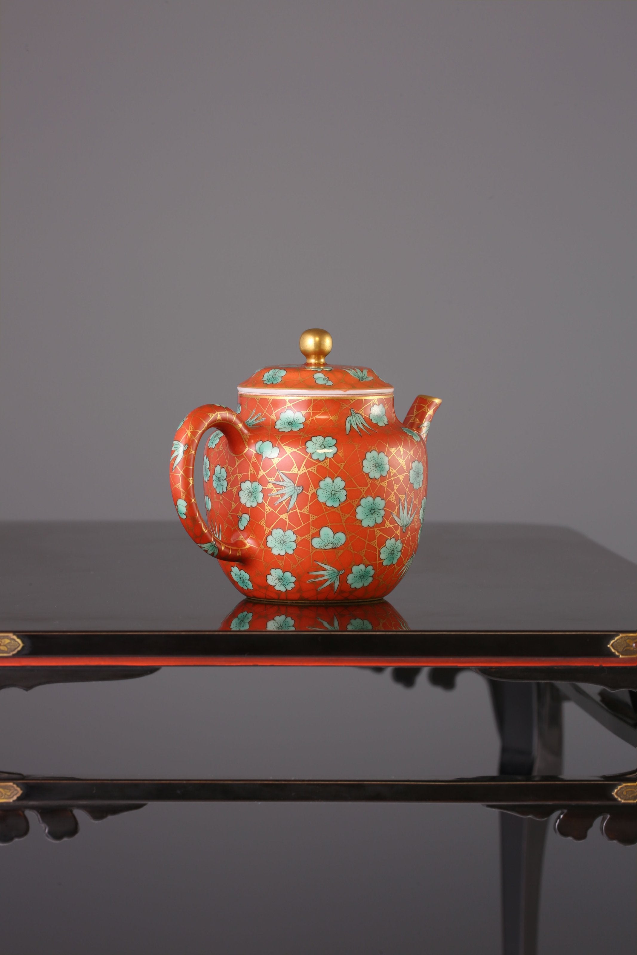 Iron-Red Ice Plum Palace Lantern Teapot