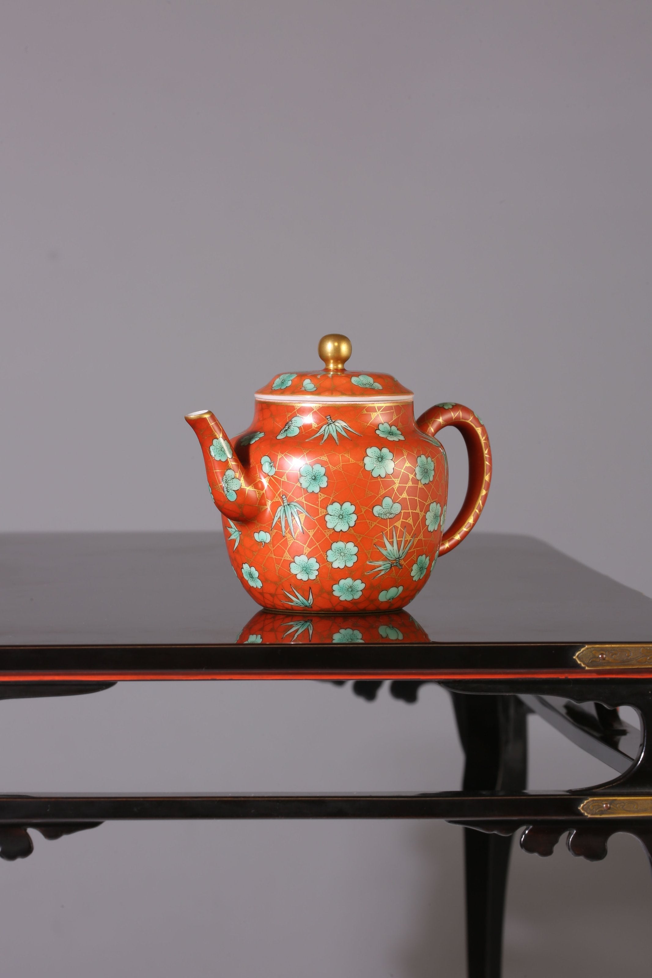 Iron-Red Ice Plum Palace Lantern Teapot