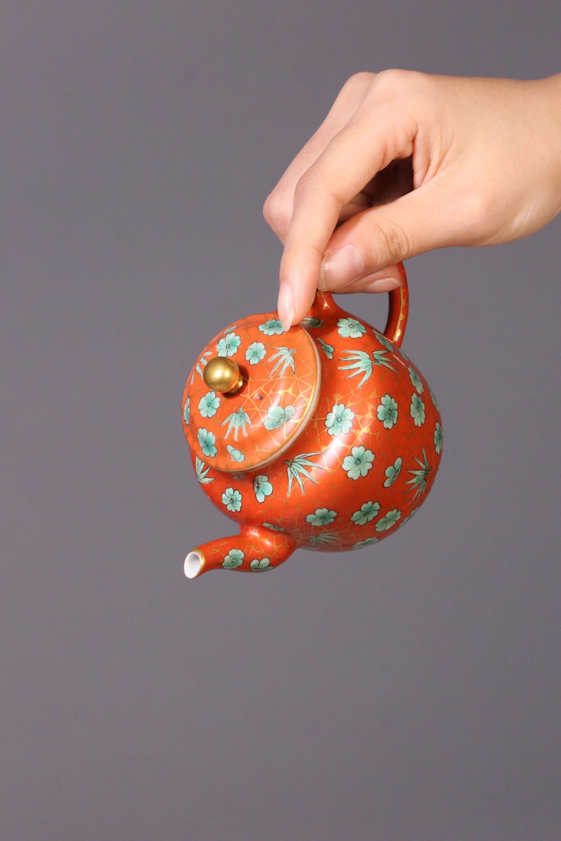 Iron-Red Ice Plum Palace Lantern Teapot