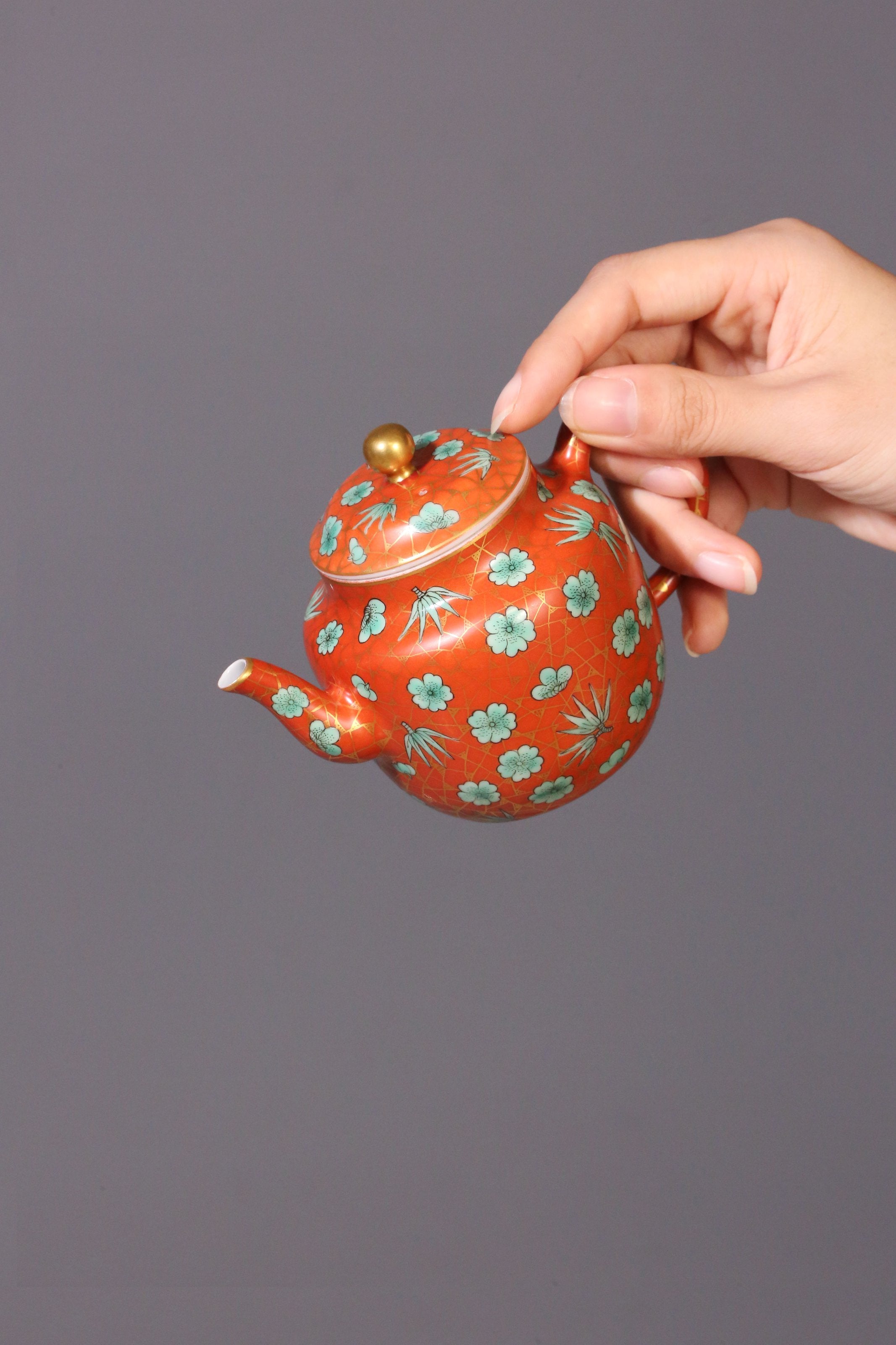 Iron-Red Ice Plum Palace Lantern Teapot