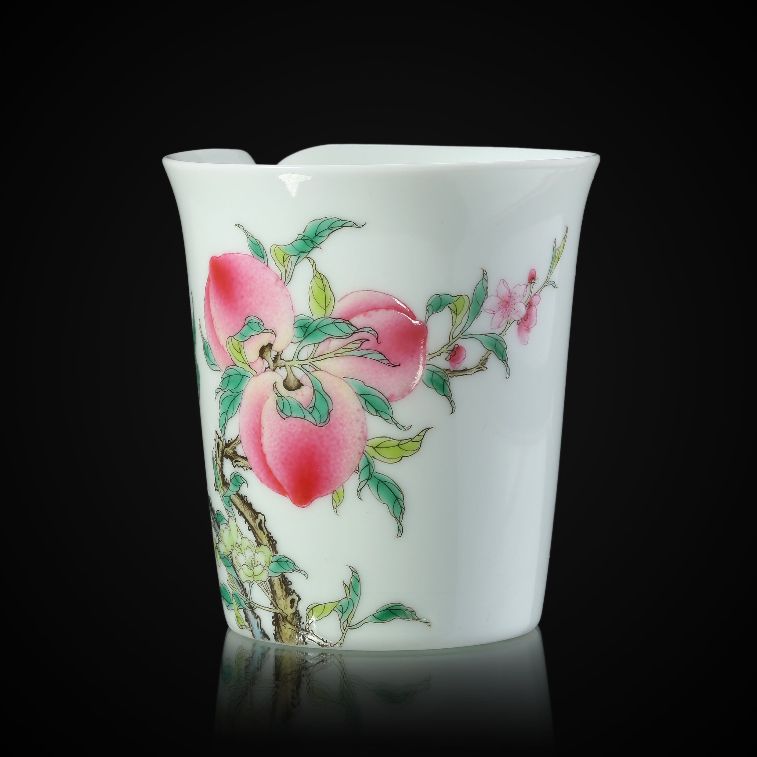 粉彩金花壽桃茶倉/公道杯/雞心杯