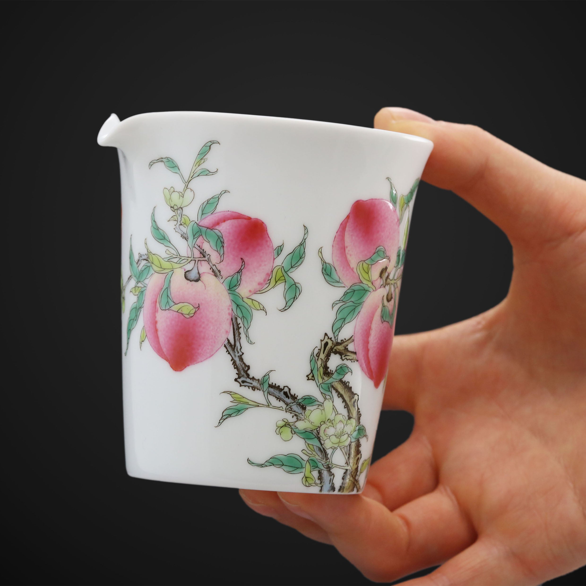 粉彩金花壽桃茶倉/公道杯/雞心杯