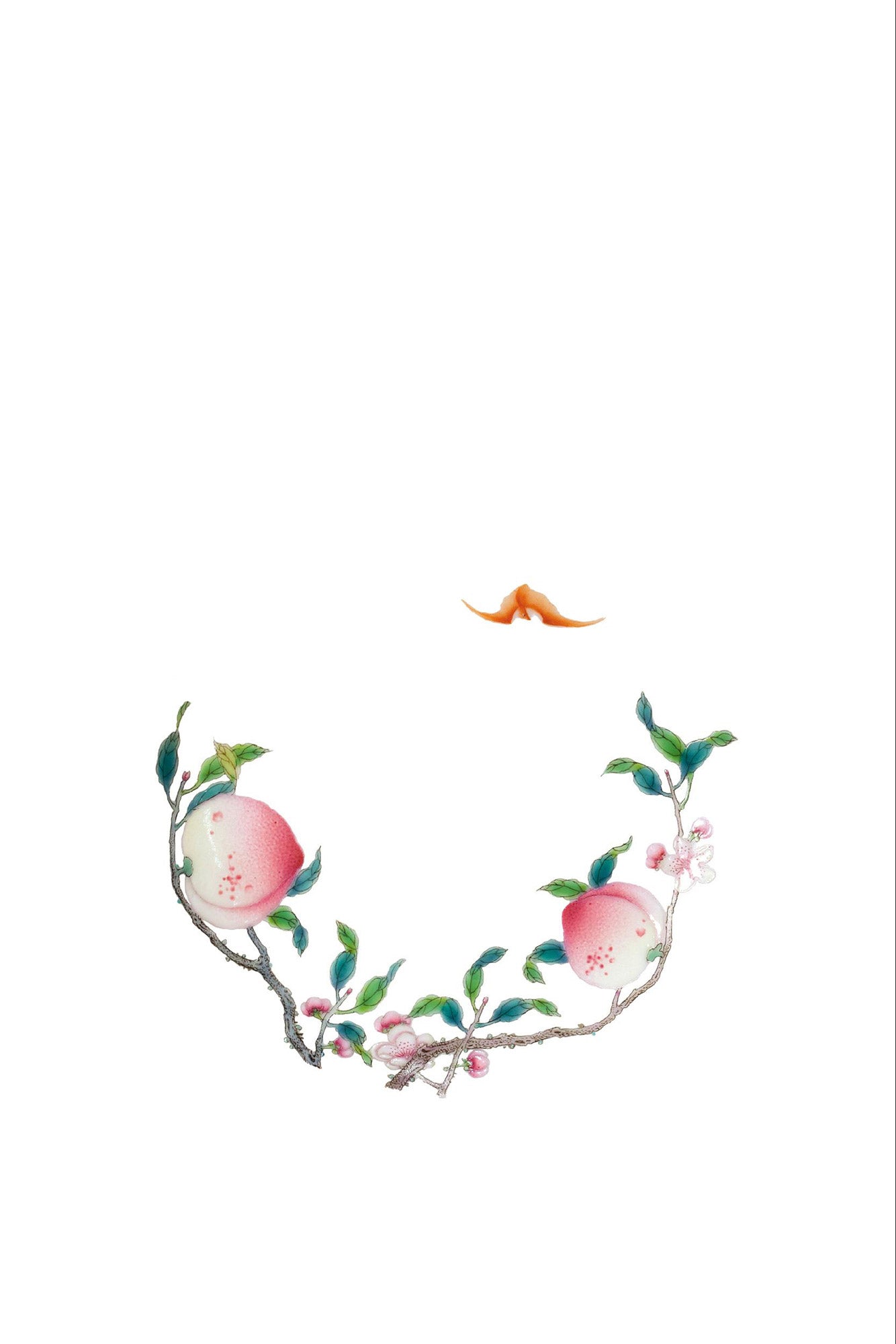 粉彩壽桃子蓋碗