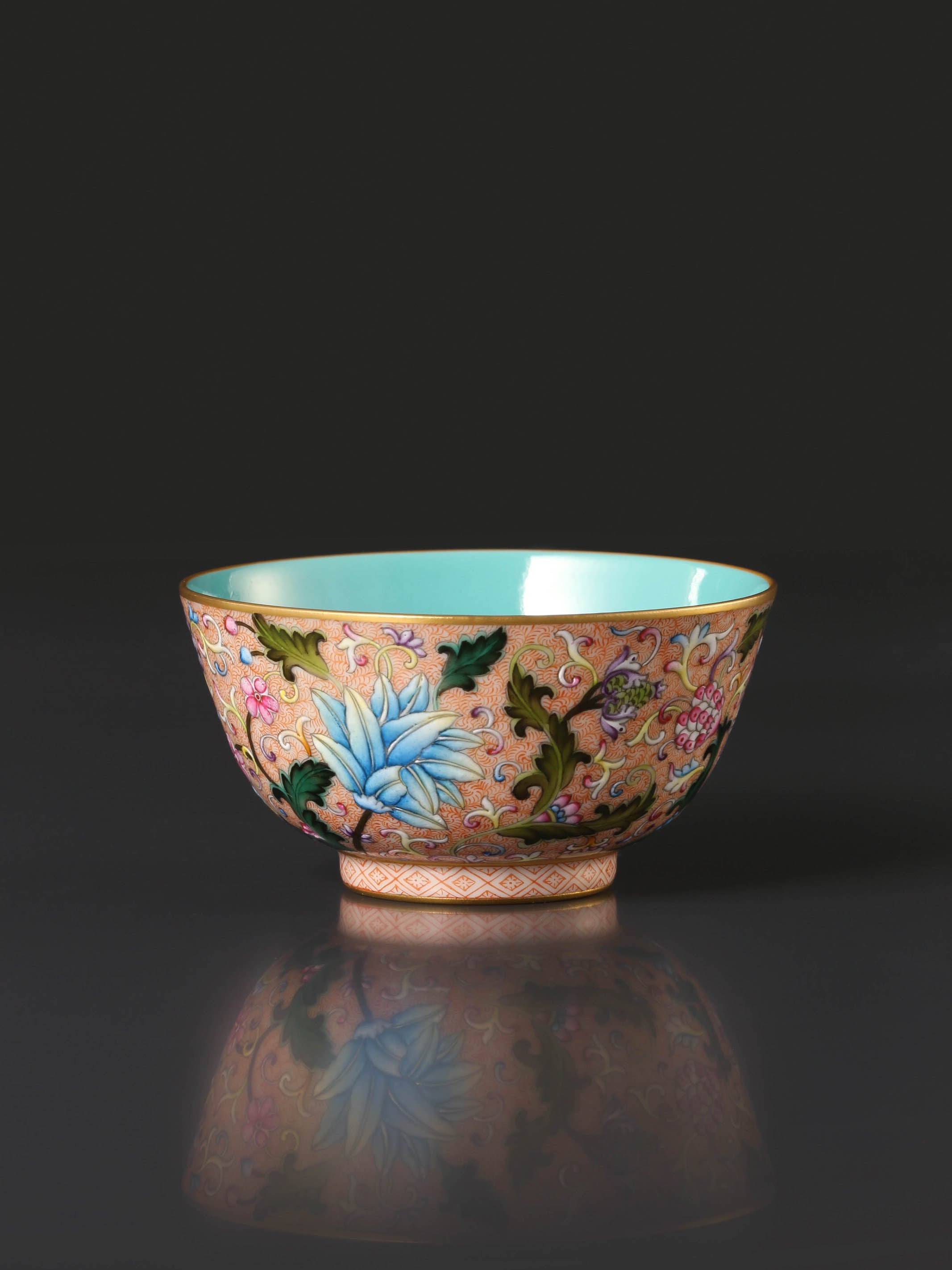Guyuexuan Gaiwan(Lidded Bowl) / Cup with Scrolling Flowers