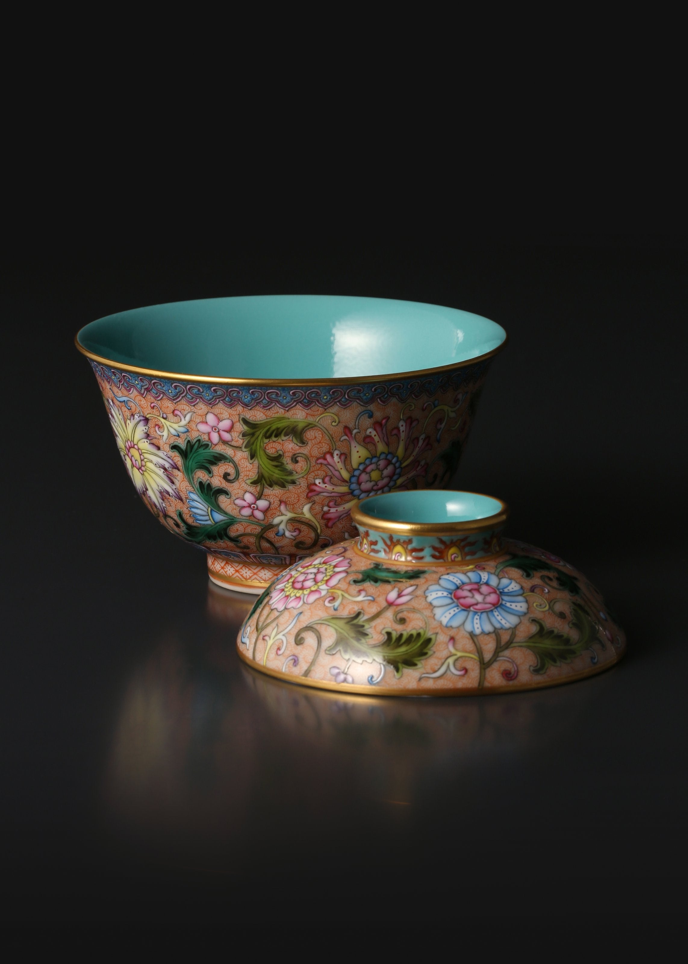 Guyuexuan Gaiwan(Lidded Bowl) / Cup with Scrolling Flowers