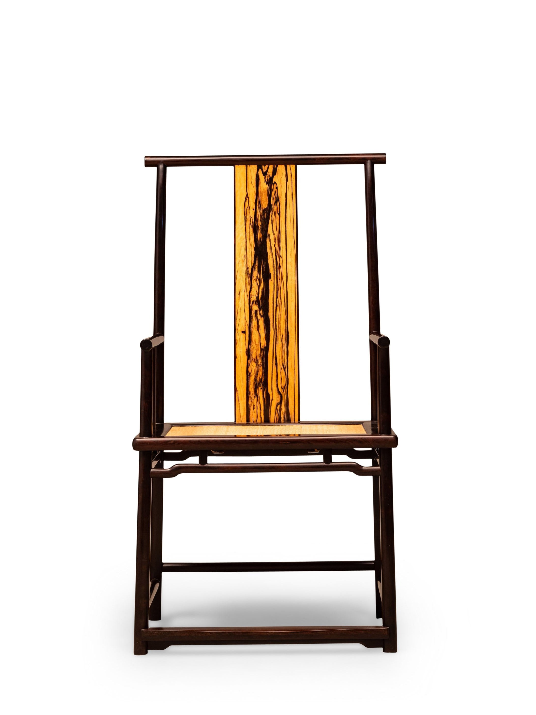 Black rosewood and black persimmon wood four-cornered official hat chair