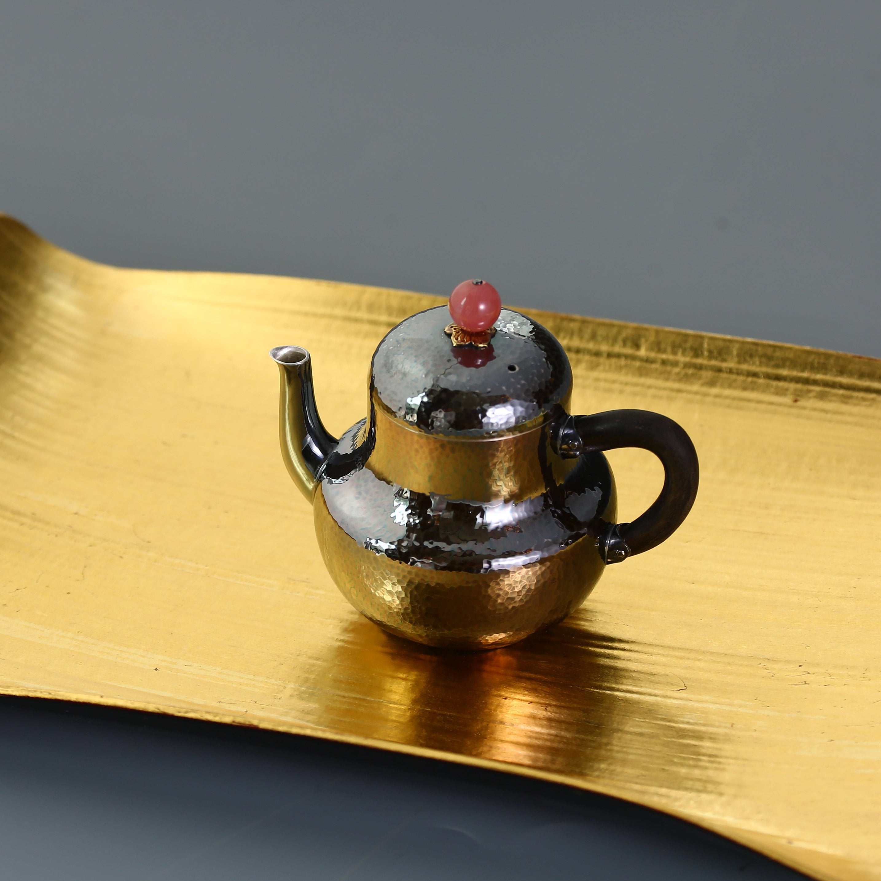 红顶思亭纯银泡壶成对