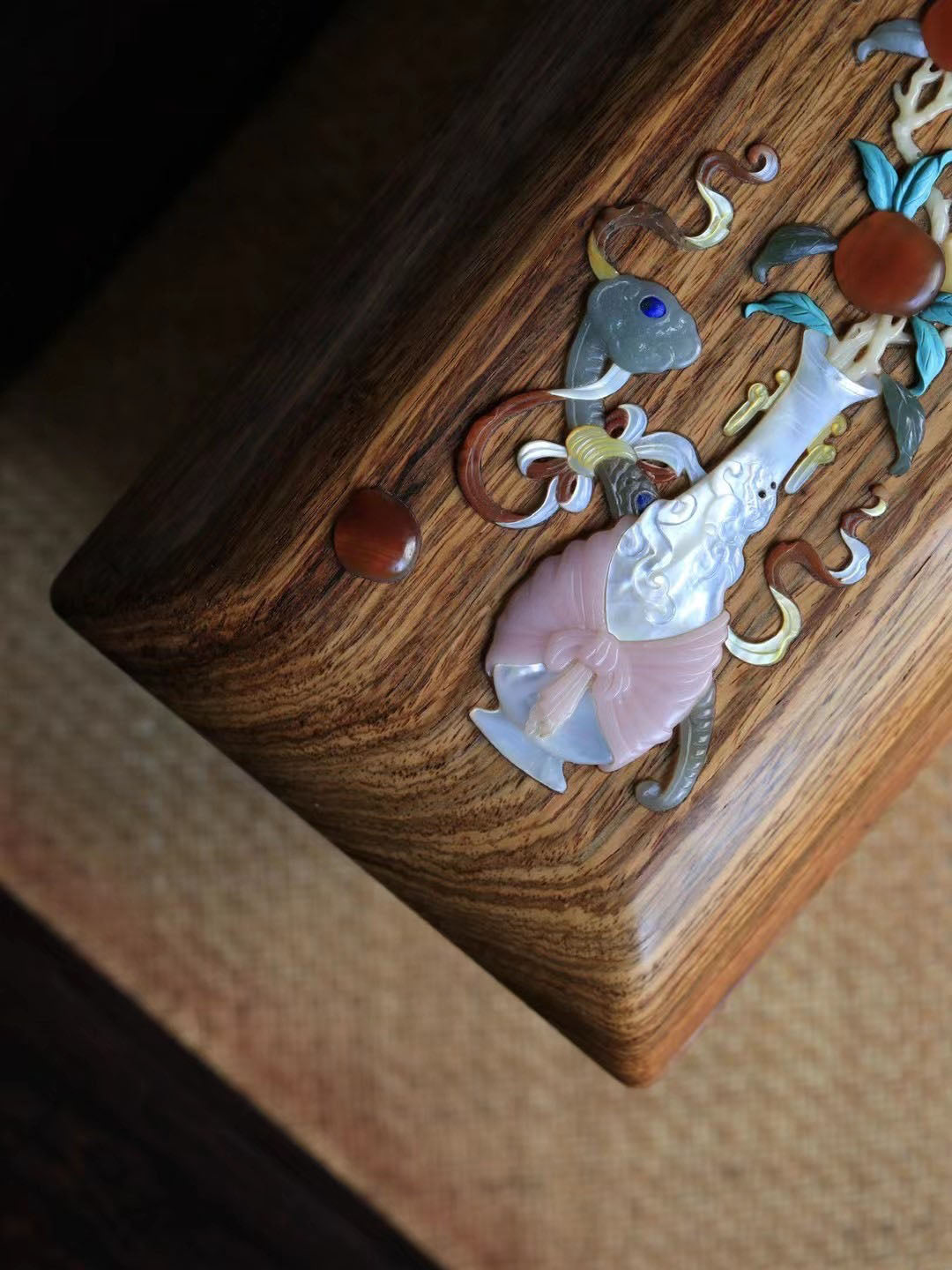 黄花梨 百宝嵌博古 文盒