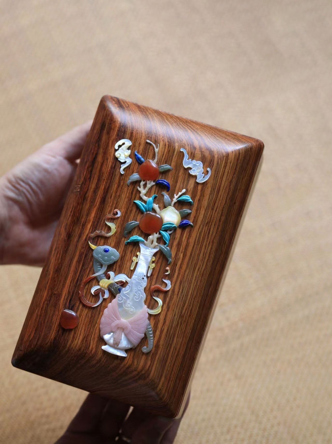 黄花梨 百宝嵌博古 文盒