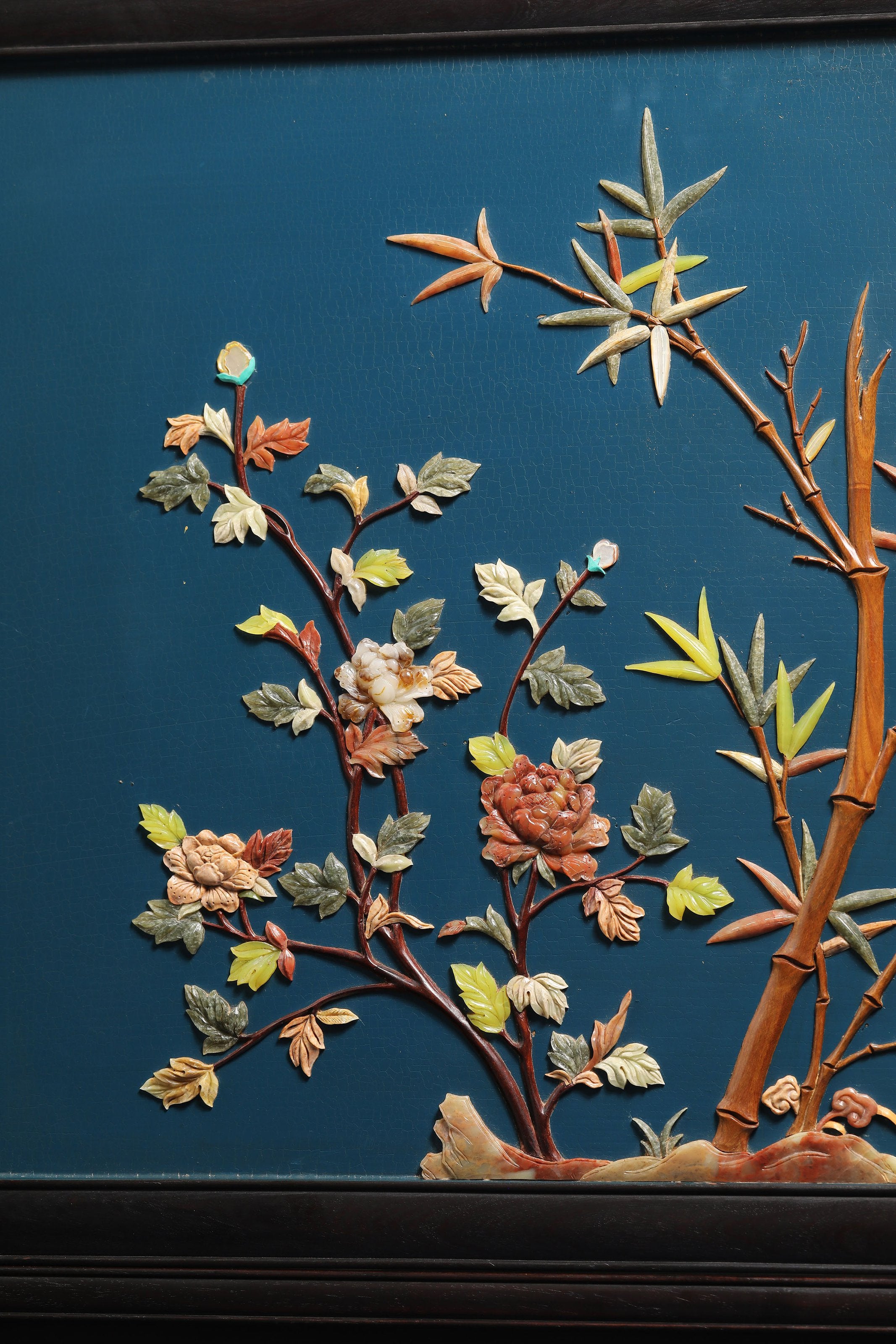 红木百宝嵌花鸟图插屏