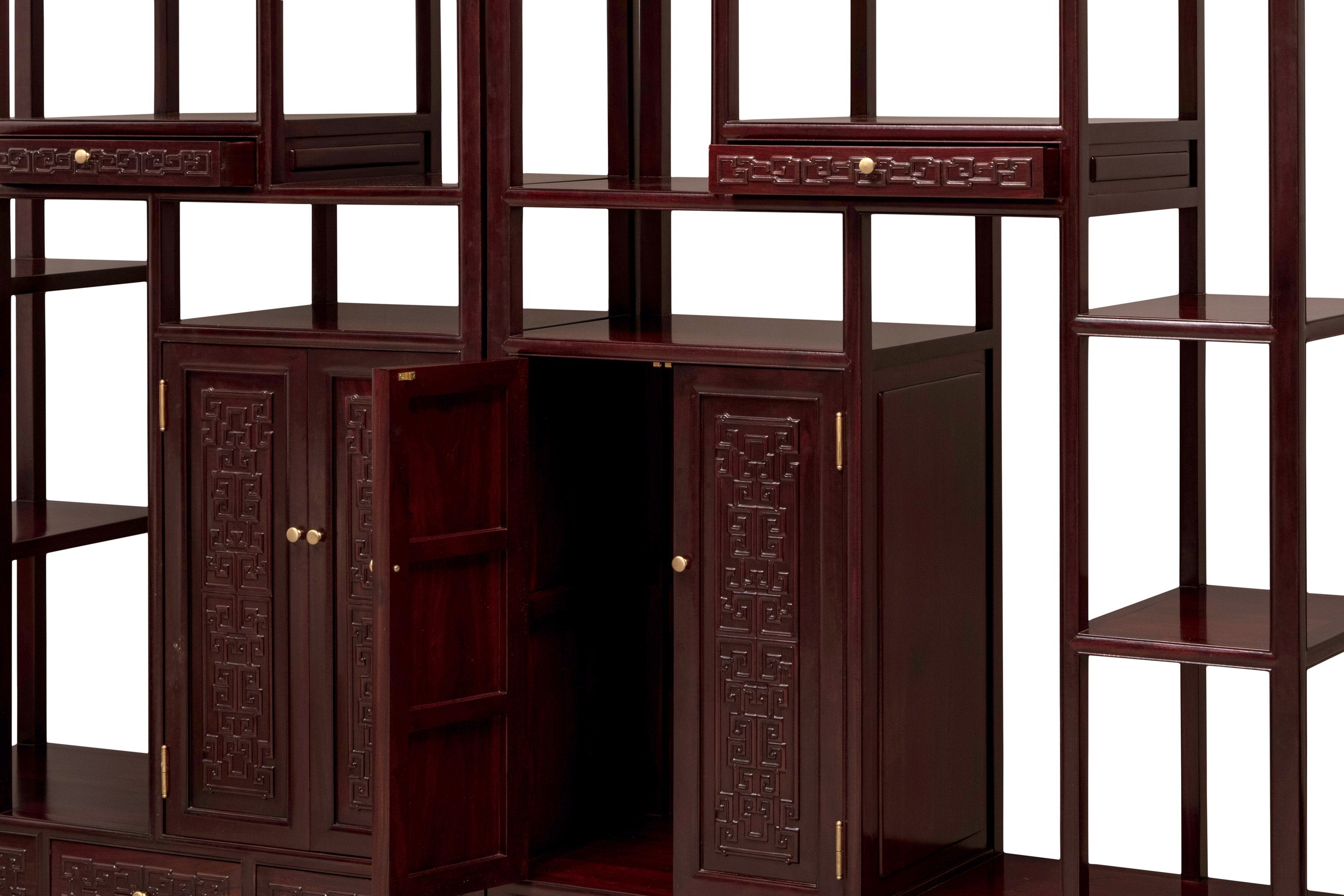 赞比亚紫檀回纹博古架