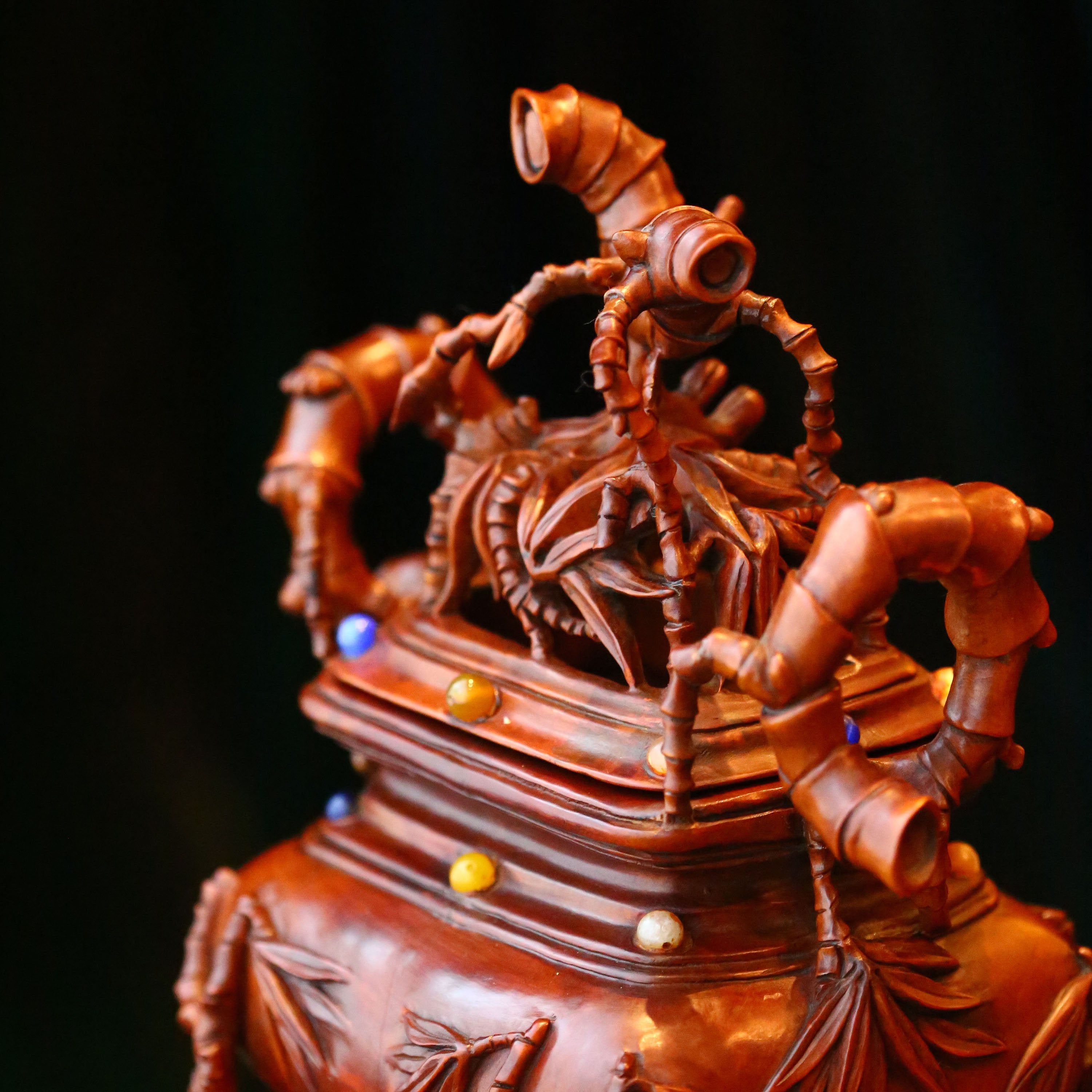 节节高升黄杨木雕香炉