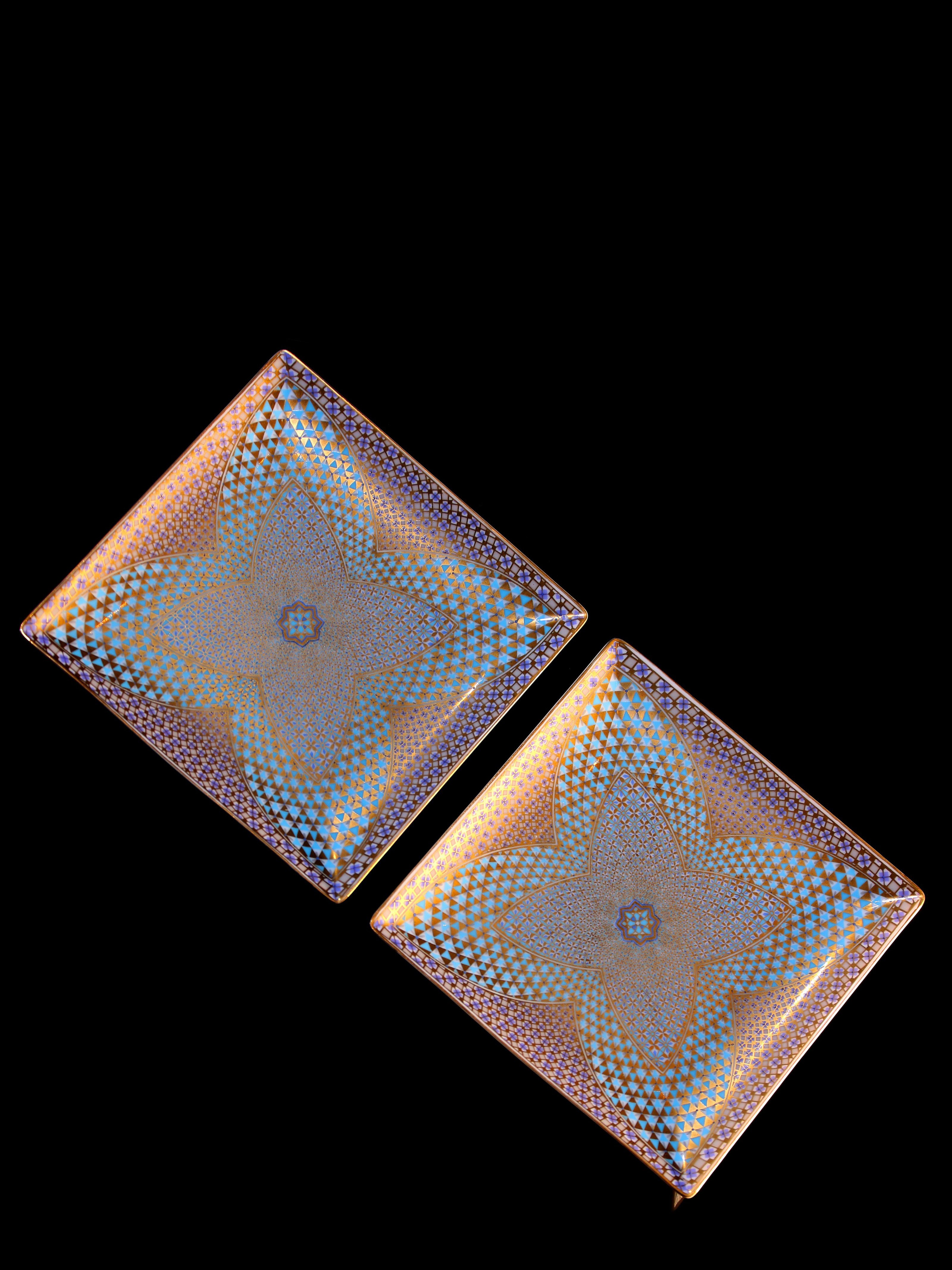 金彩方茶盘成对