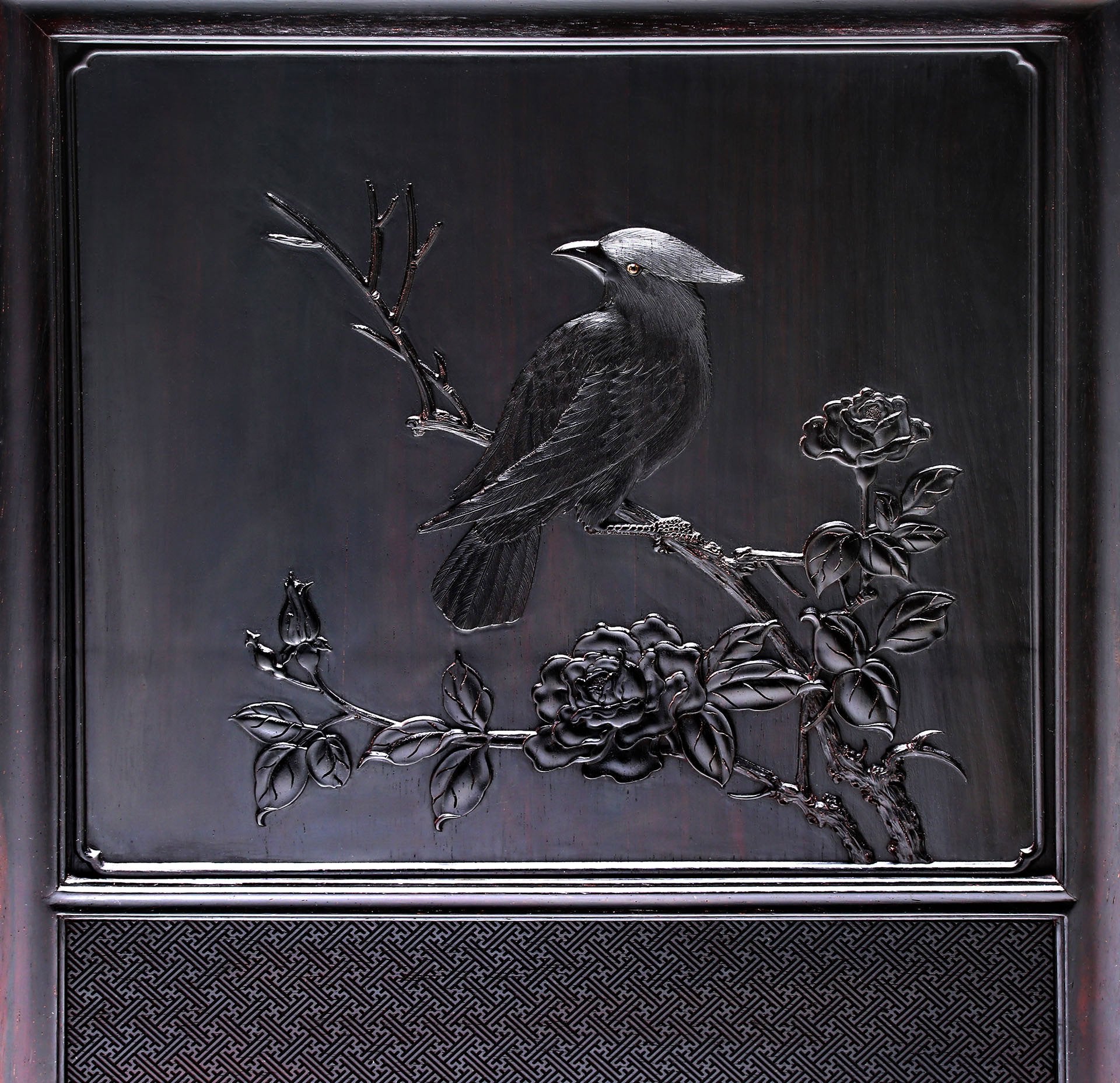 大叶紫檀 万字纹吉祥鸟 茶水架