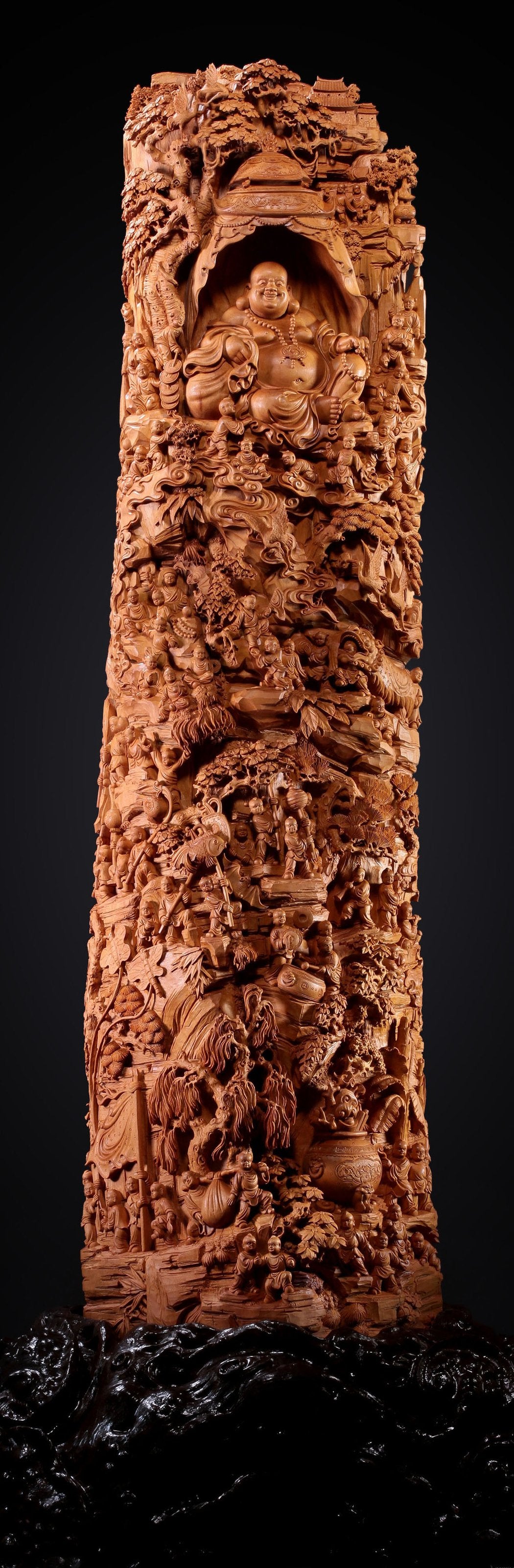 老山檀香百子闹弥勒