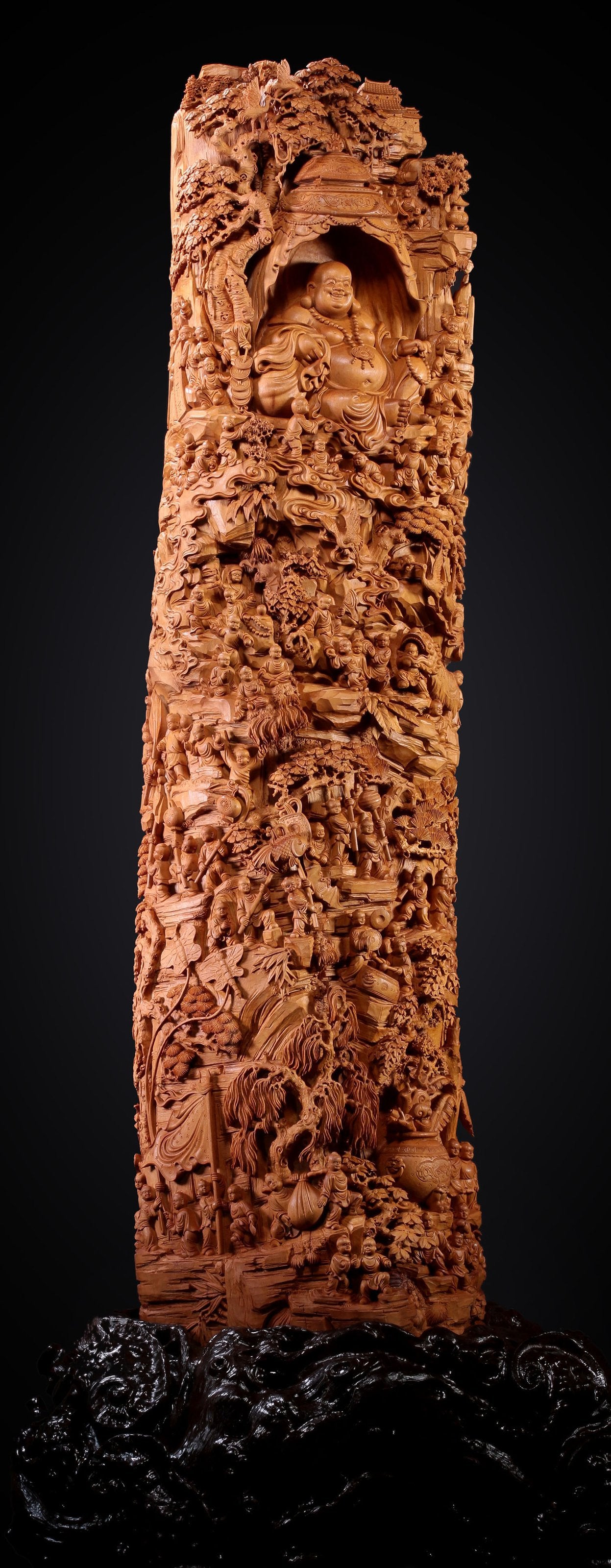 老山檀香百子闹弥勒