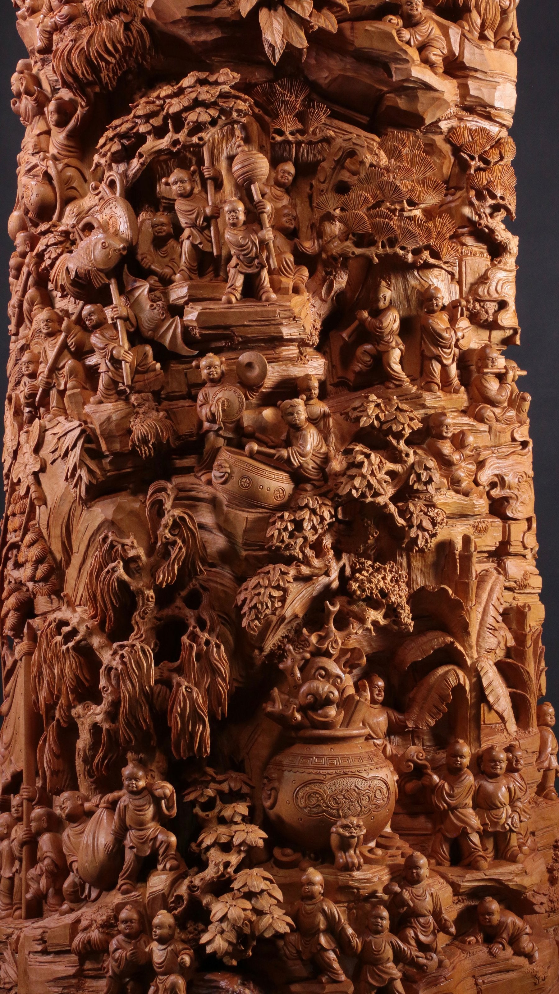 老山檀香百子闹弥勒