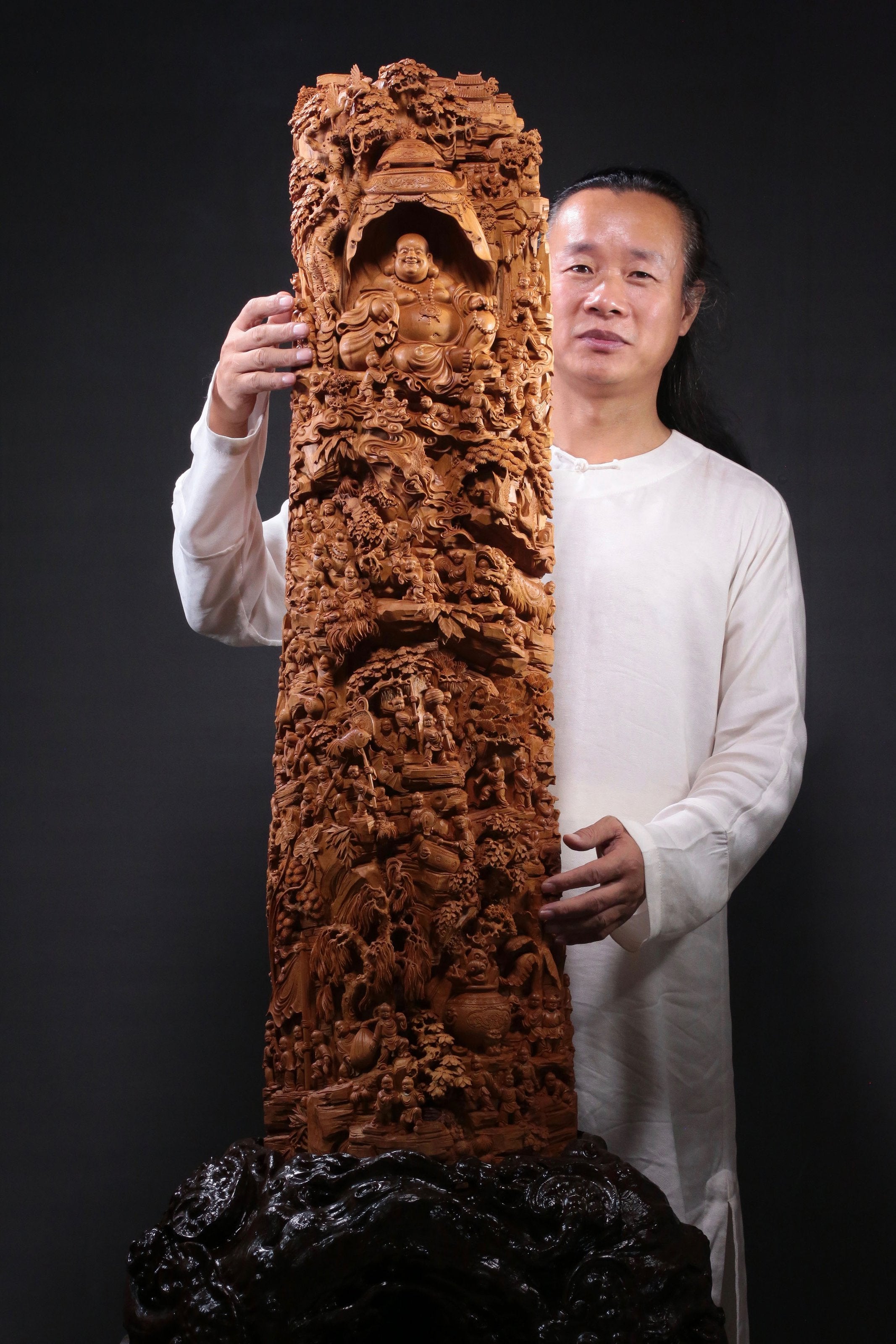 老山檀香百子闹弥勒