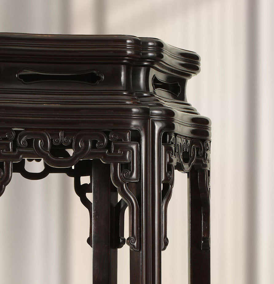 赞比亚紫檀 六角缠枝花几