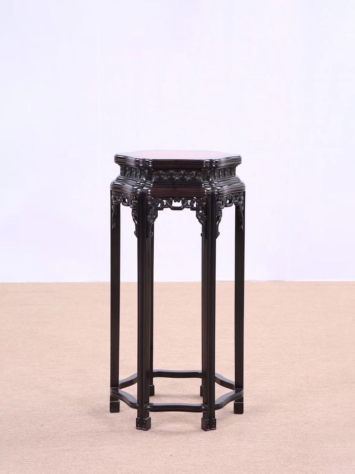 赞比亚紫檀 六角缠枝花几