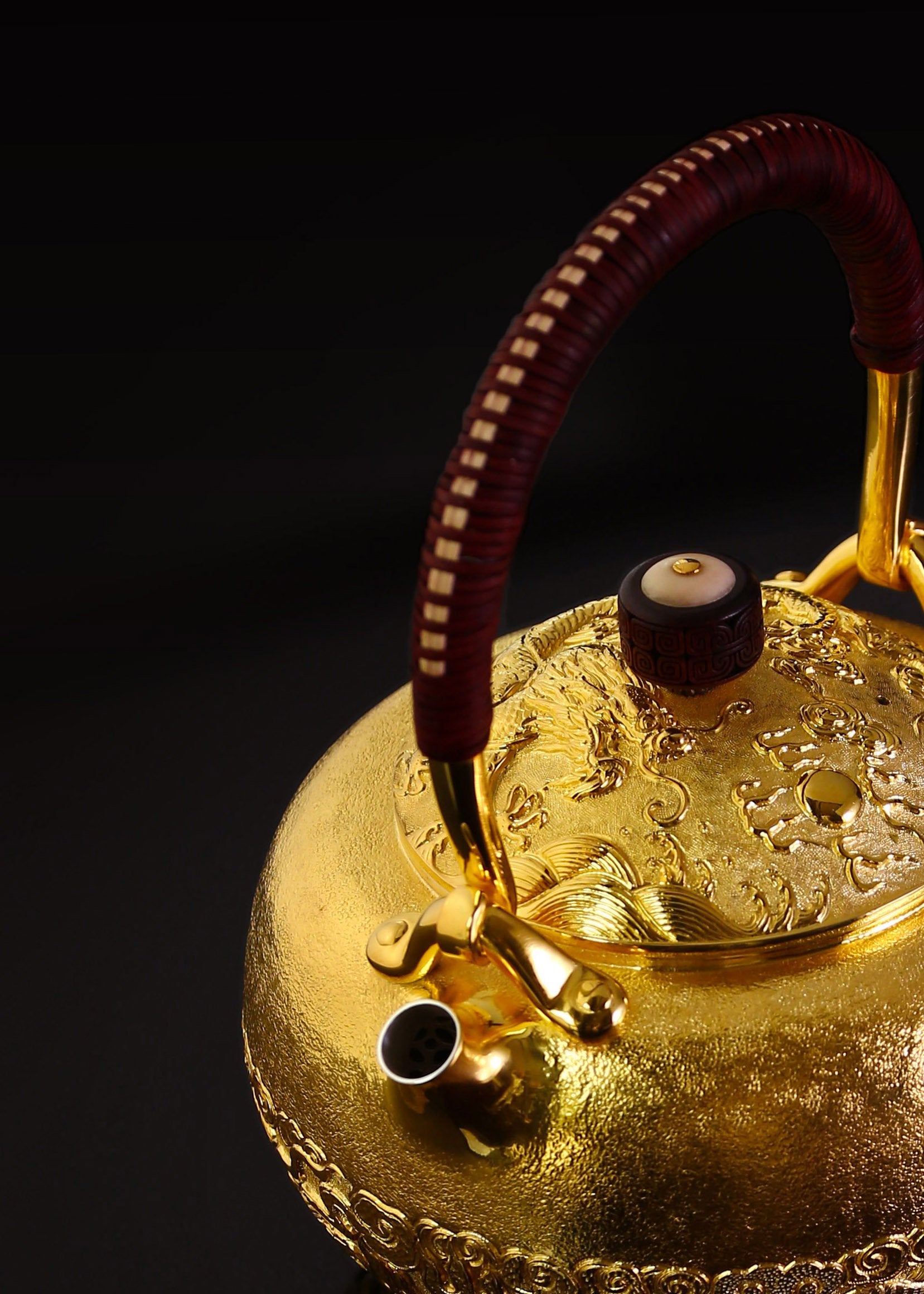 龍鳳純銀鍍金壺