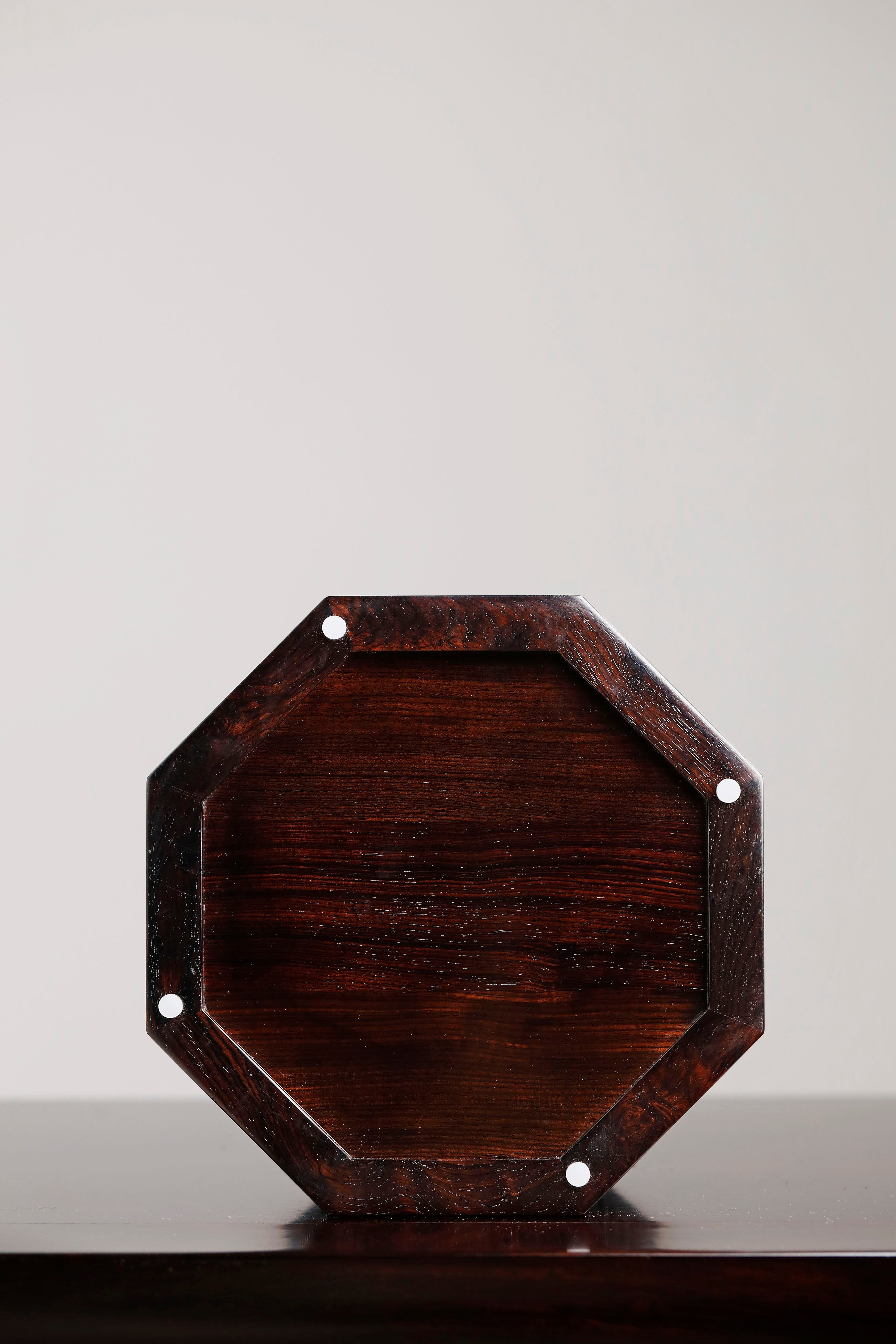 紫光檀鏤空八角提盒