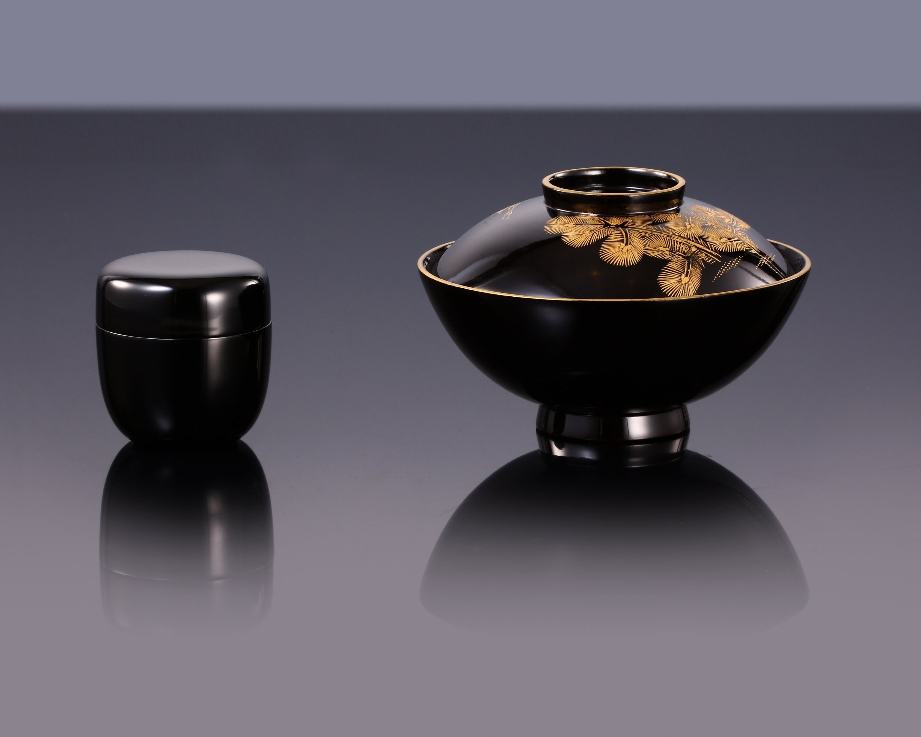 輪島塗沈金蓋碗|大漆茶棗