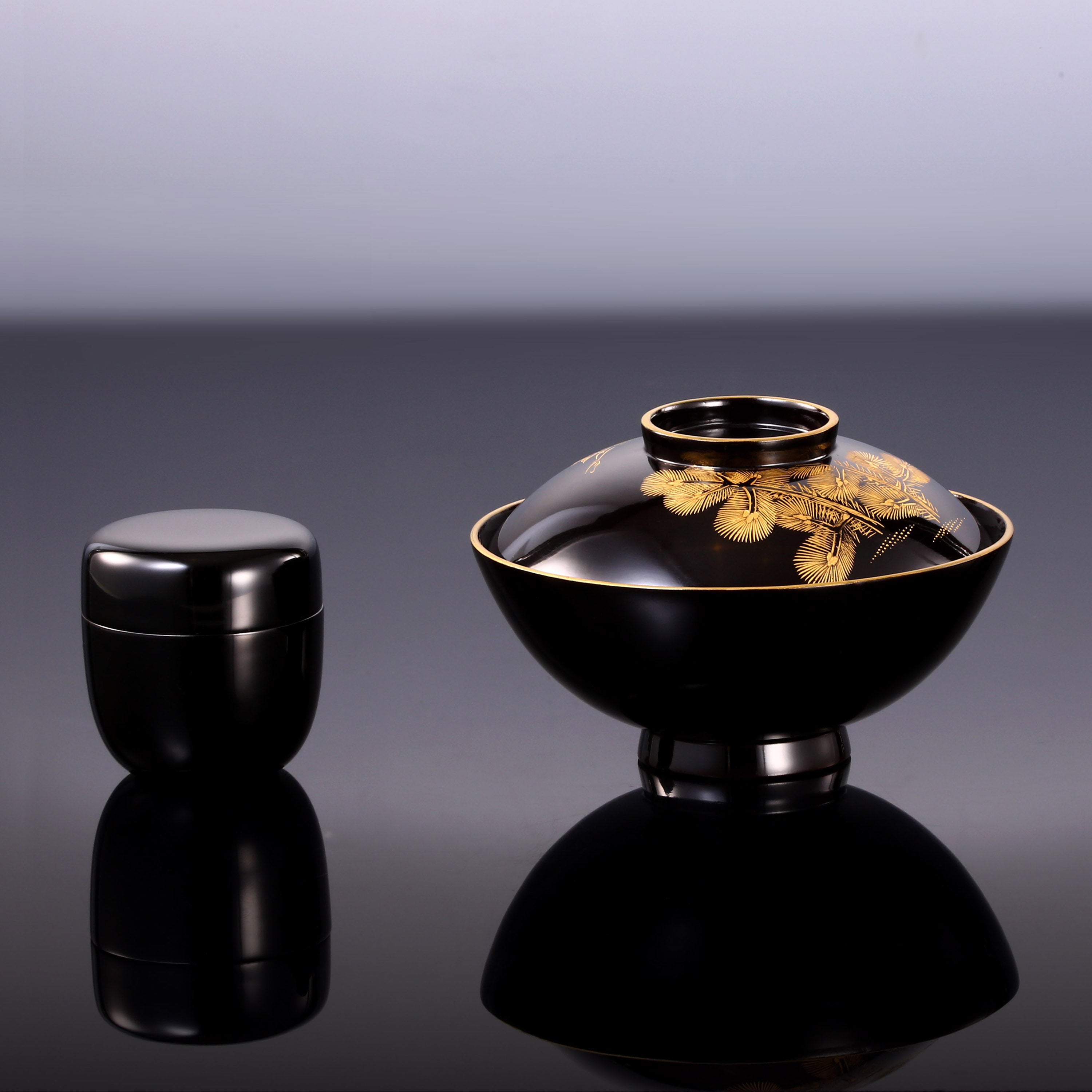 輪島塗沈金蓋碗|大漆茶棗