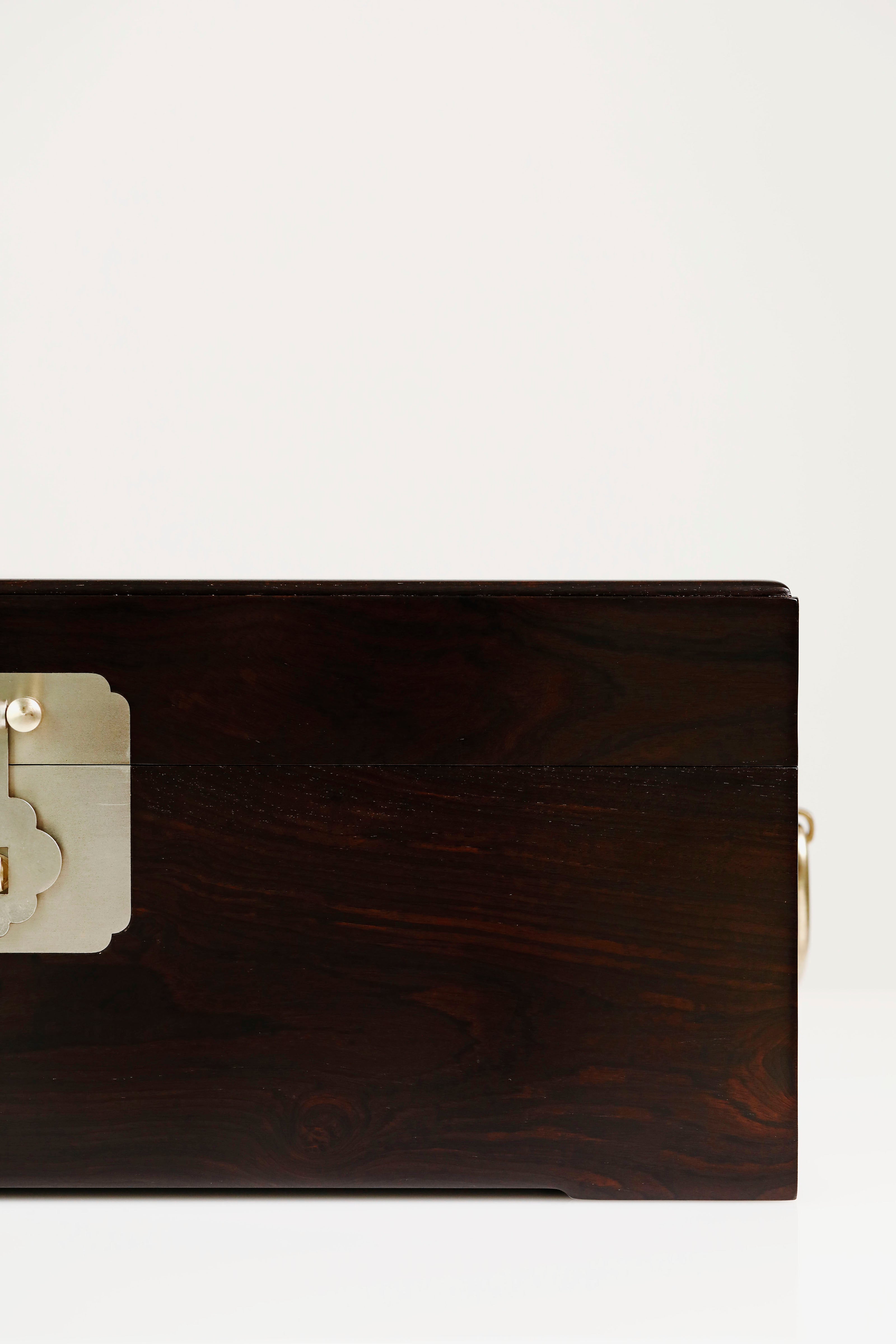 紫光檀鸳鸯戏水/博古图描金盒