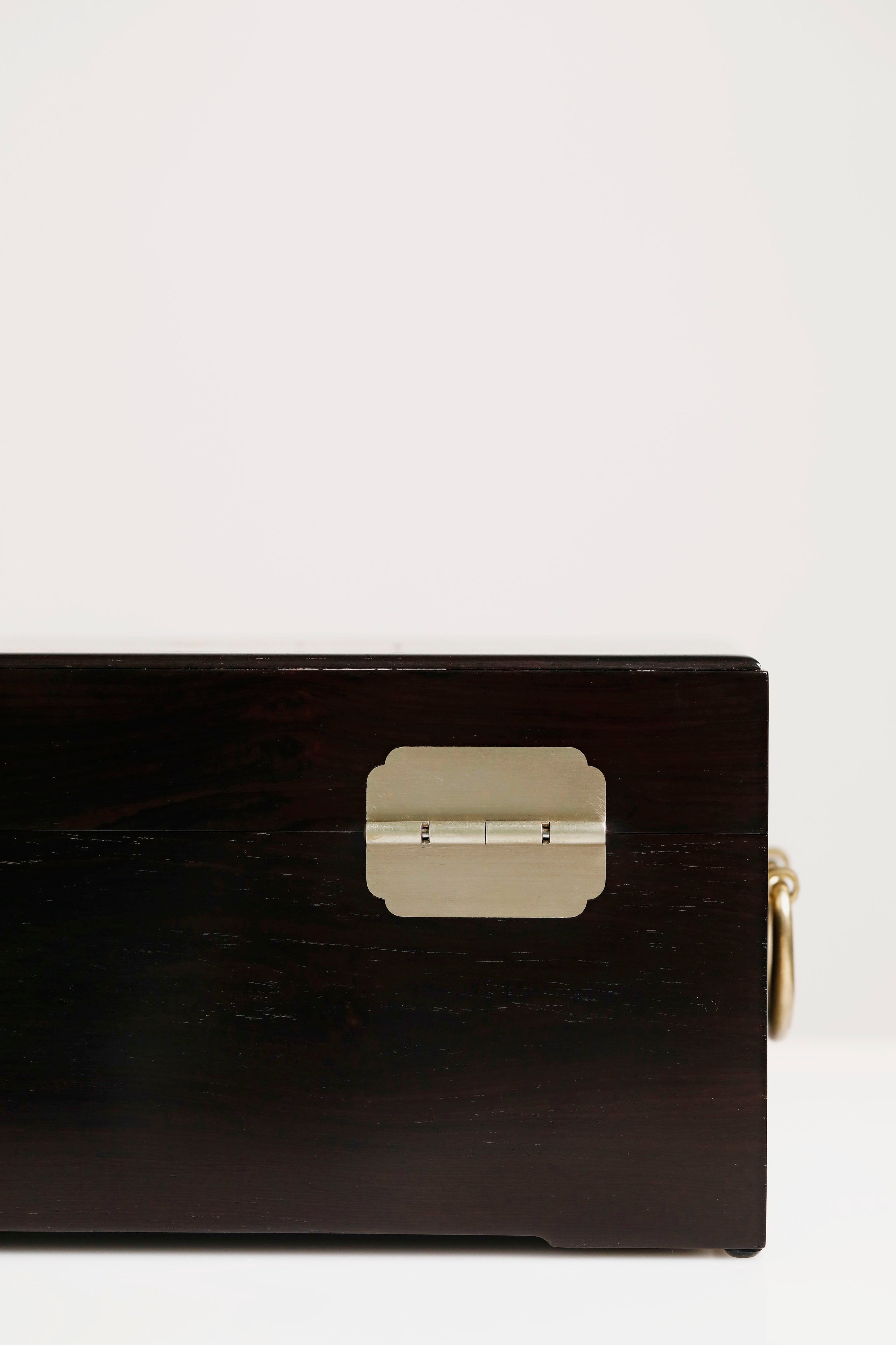 紫光檀鸳鸯戏水/博古图描金盒