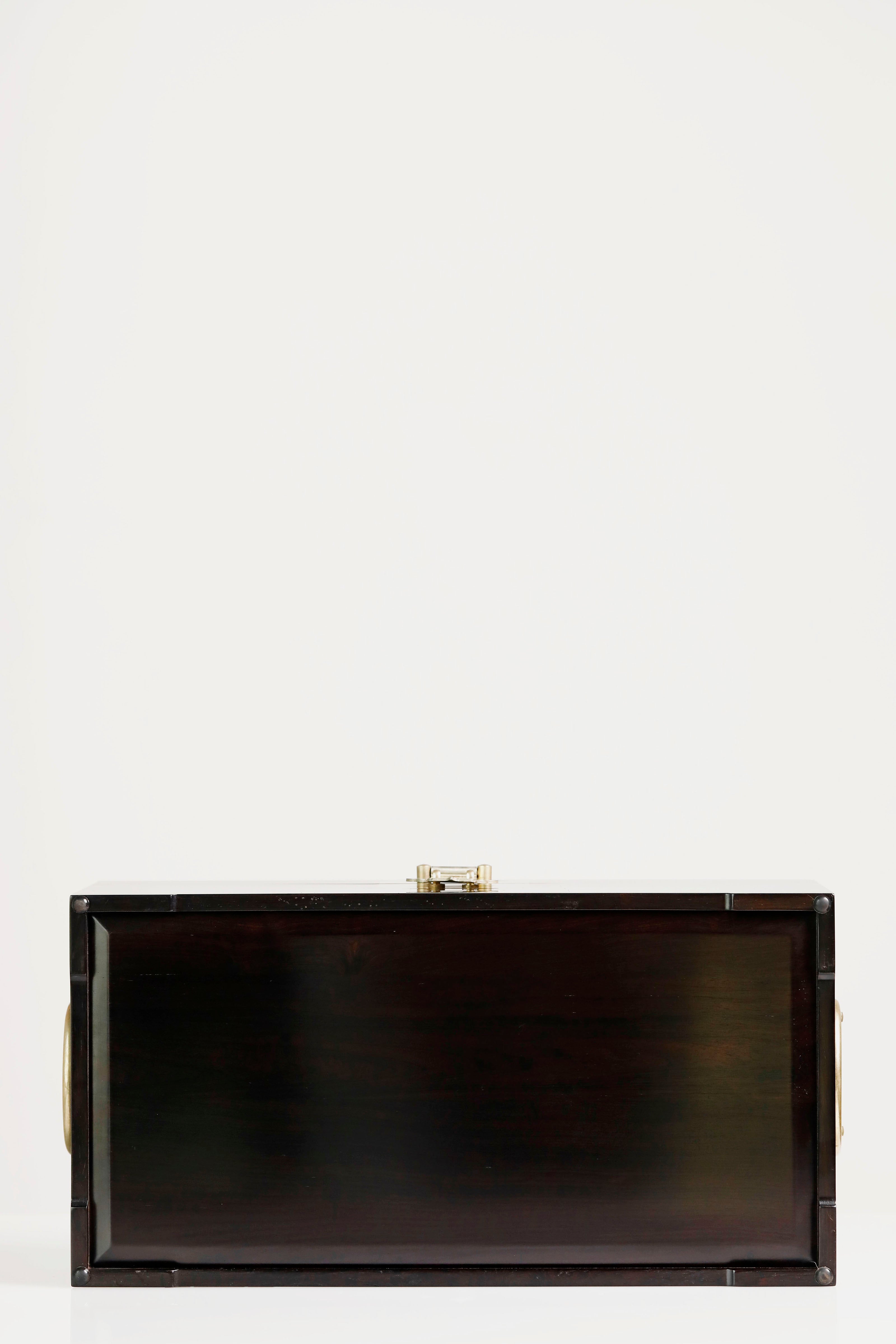 紫光檀鸳鸯戏水/博古图描金盒