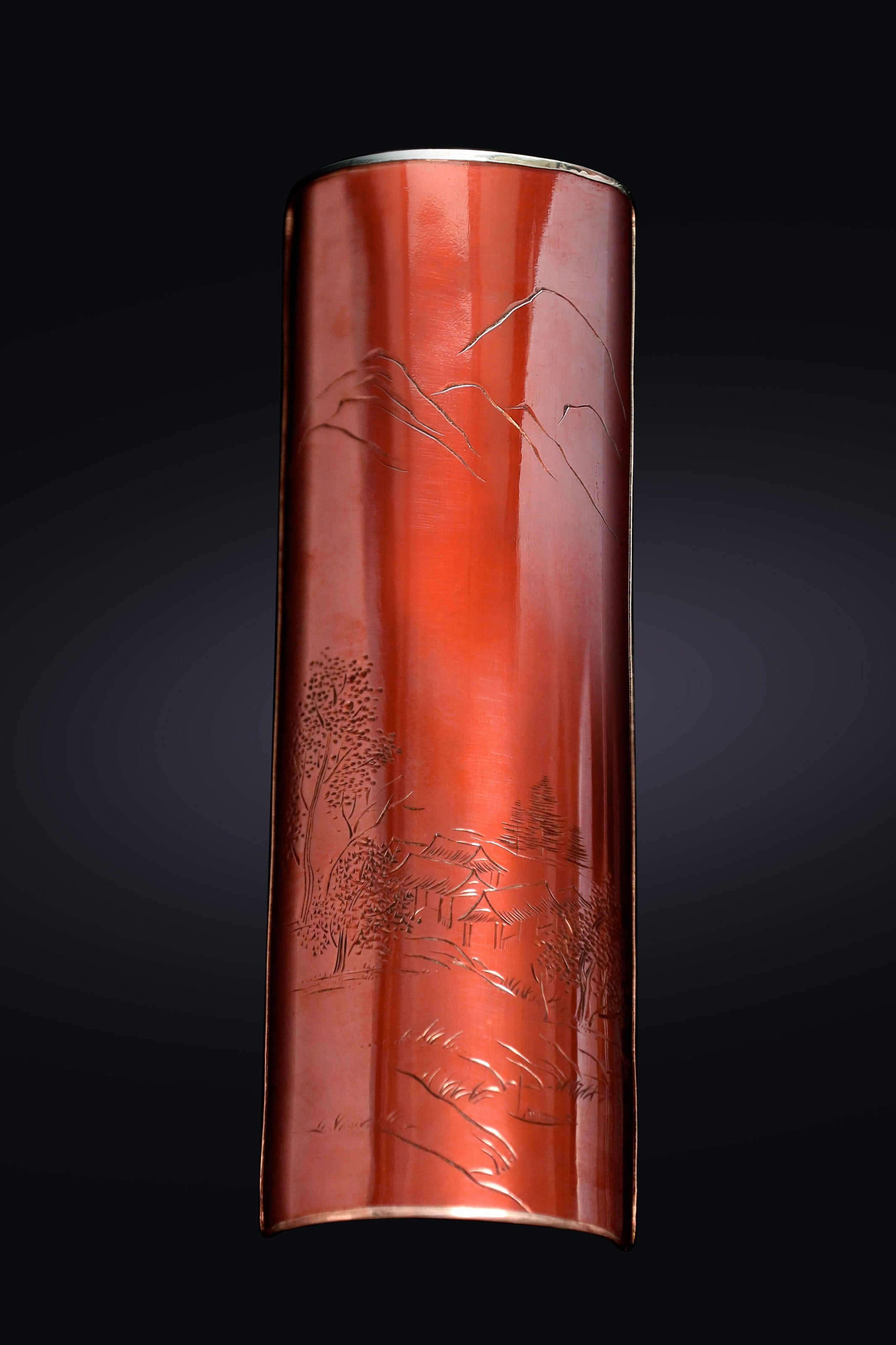 凭窗听暮蝉 铜包银茶则