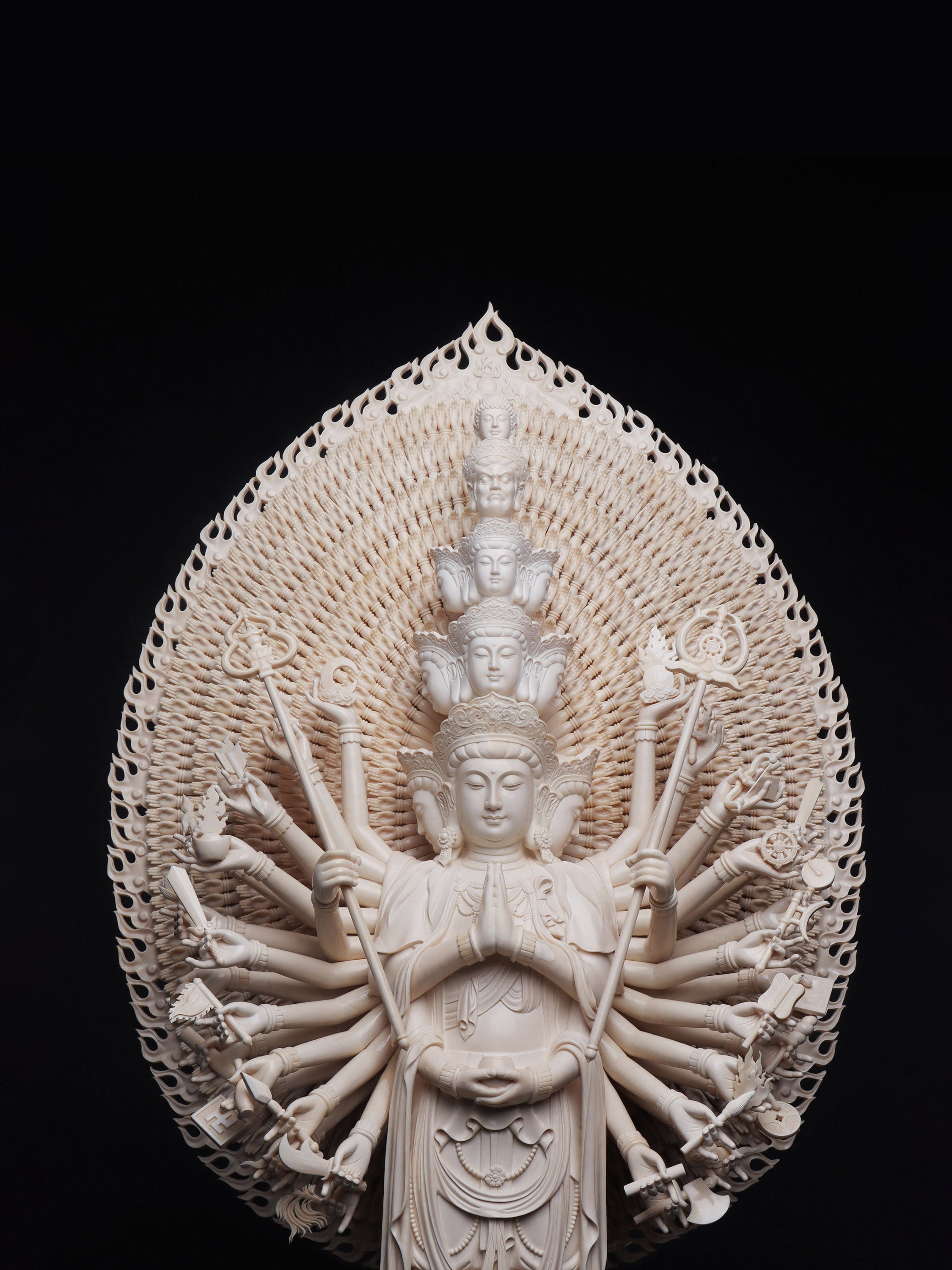 Mammoth Ivory Carving of Thousand-Handed Guanyin