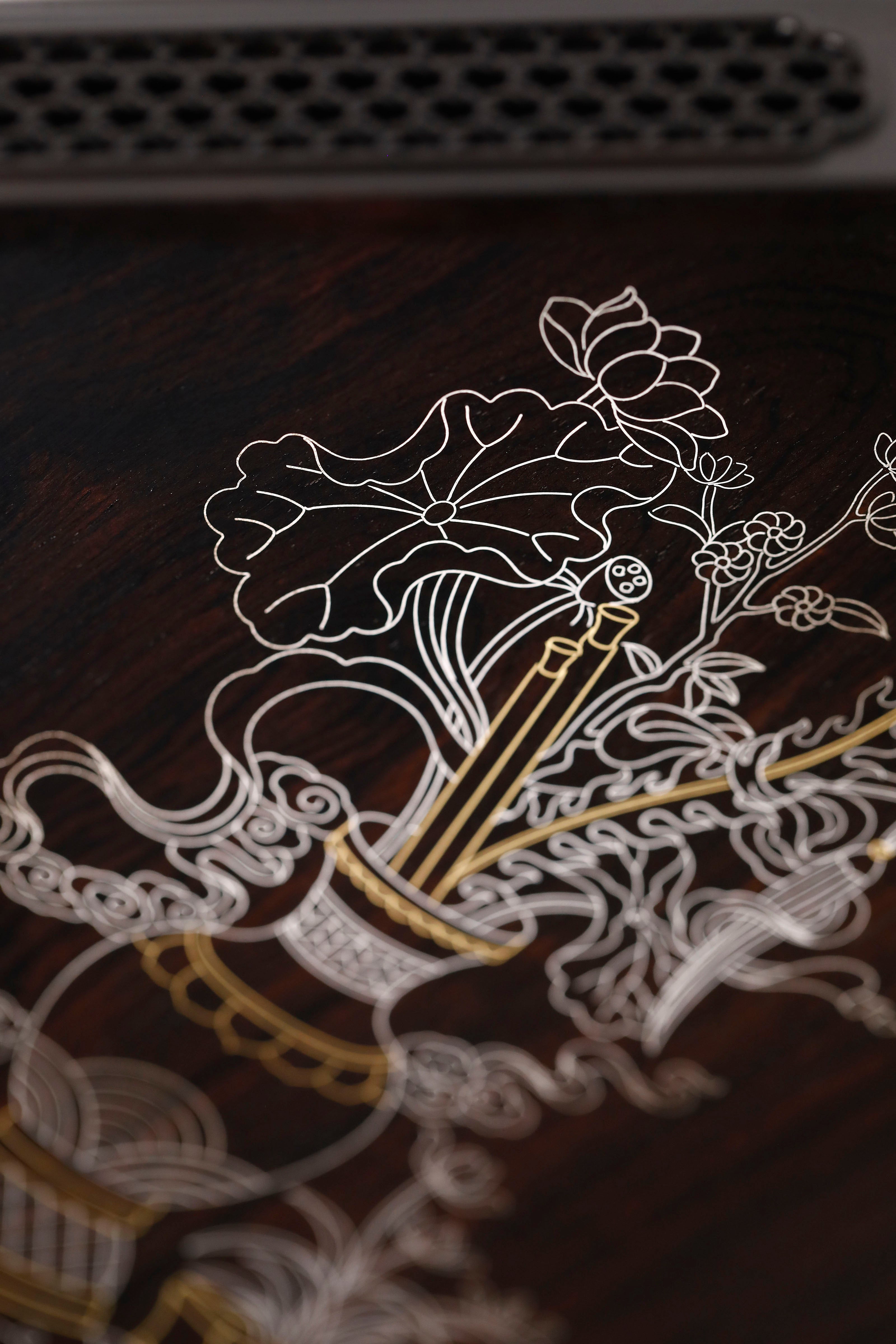 紫光檀 博古图 编织纹八角盘