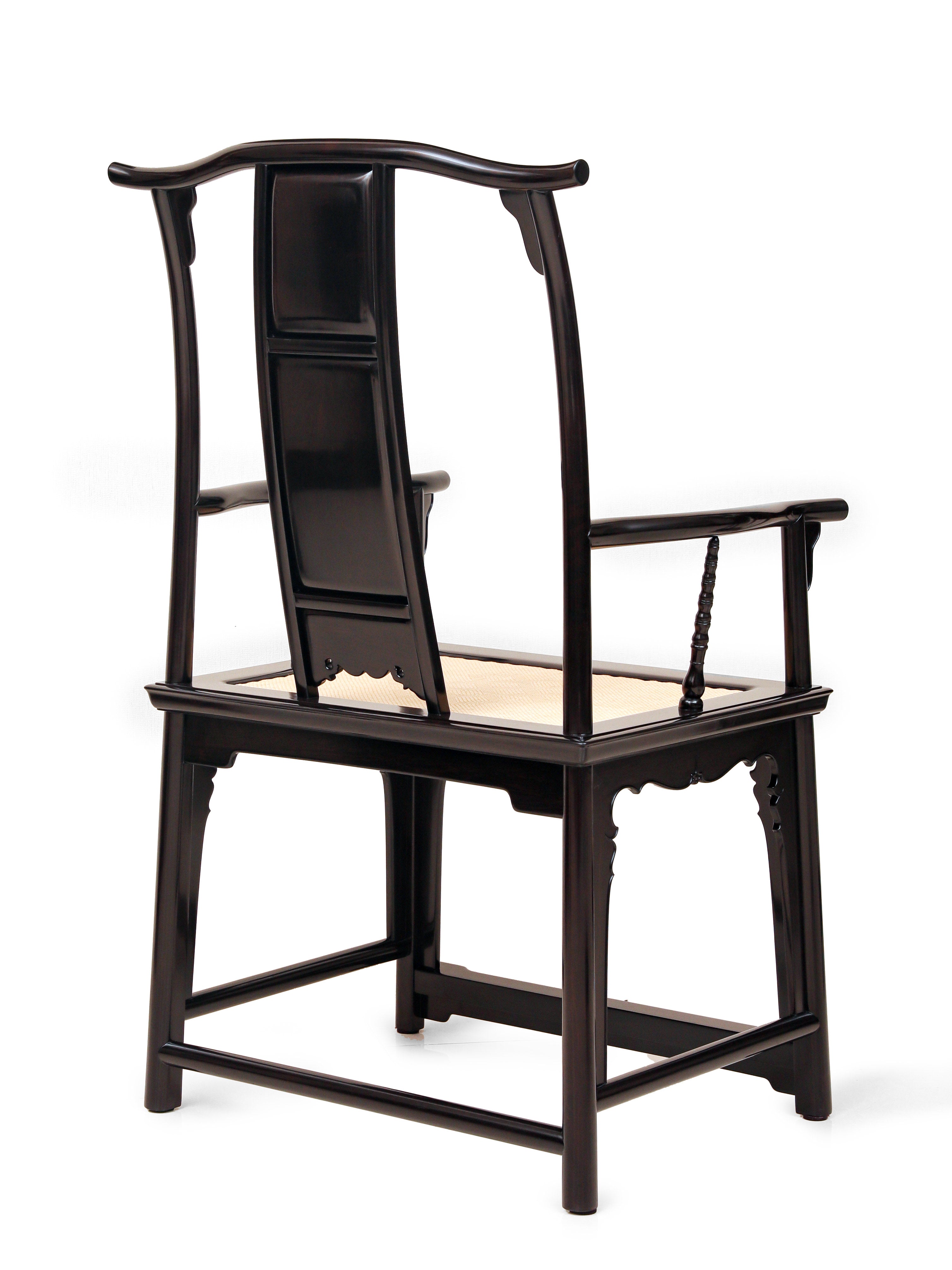 Purple sandalwood inlaid with kylin and phoenix, four-cornered official hat chair