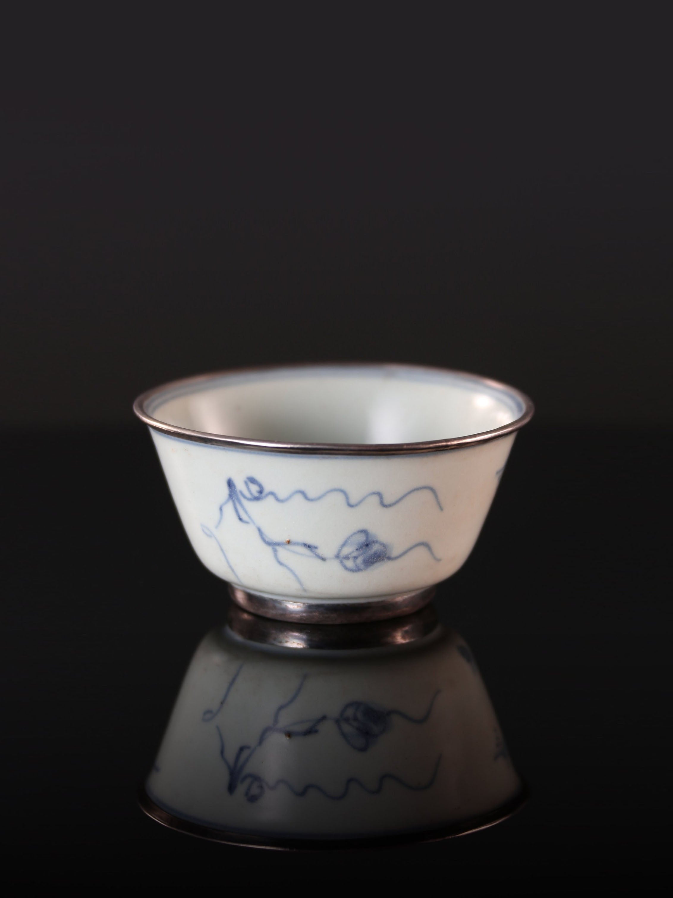 Floral Blue and White Porcelain Cup