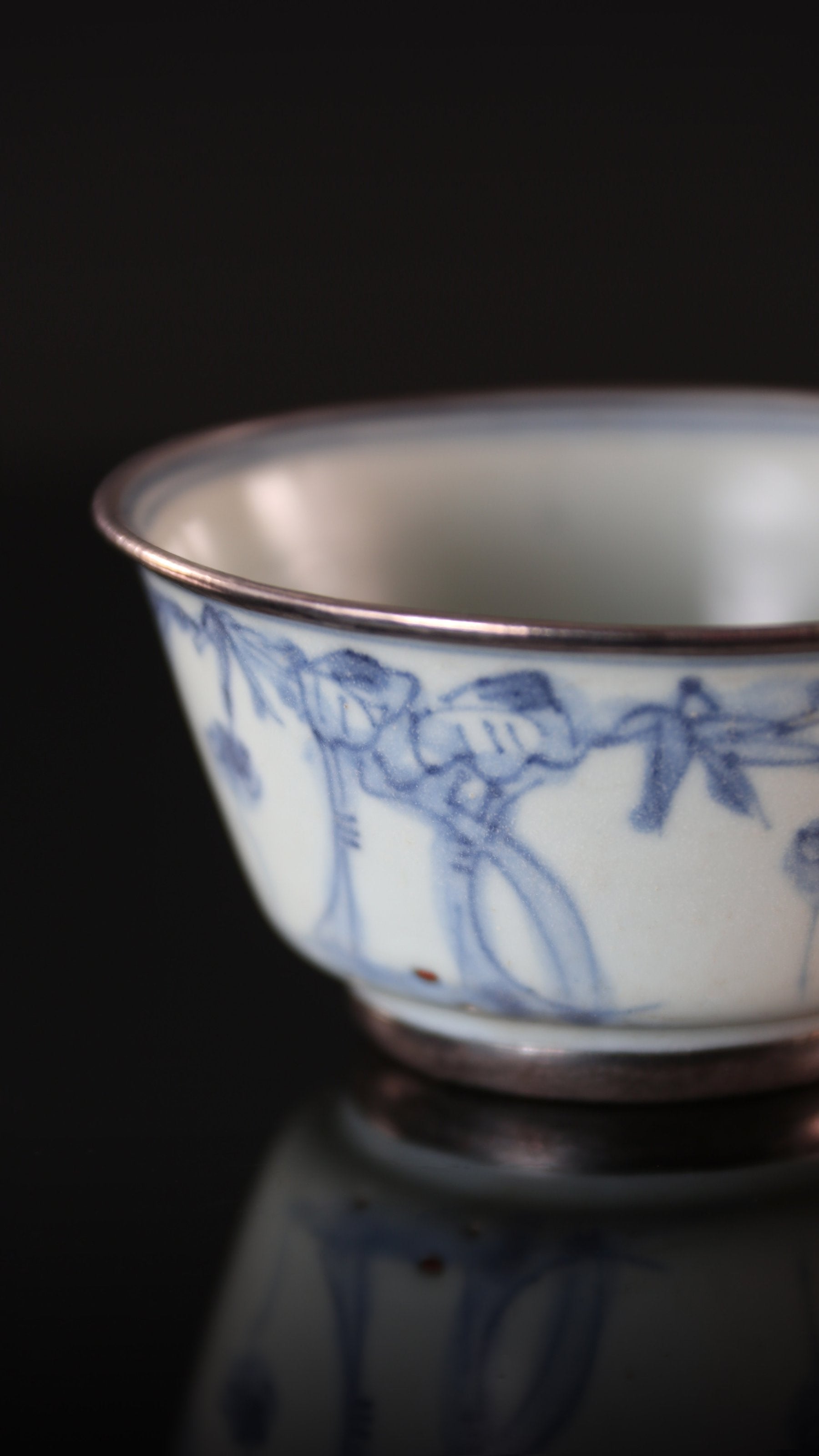 Floral Blue and White Porcelain Cup