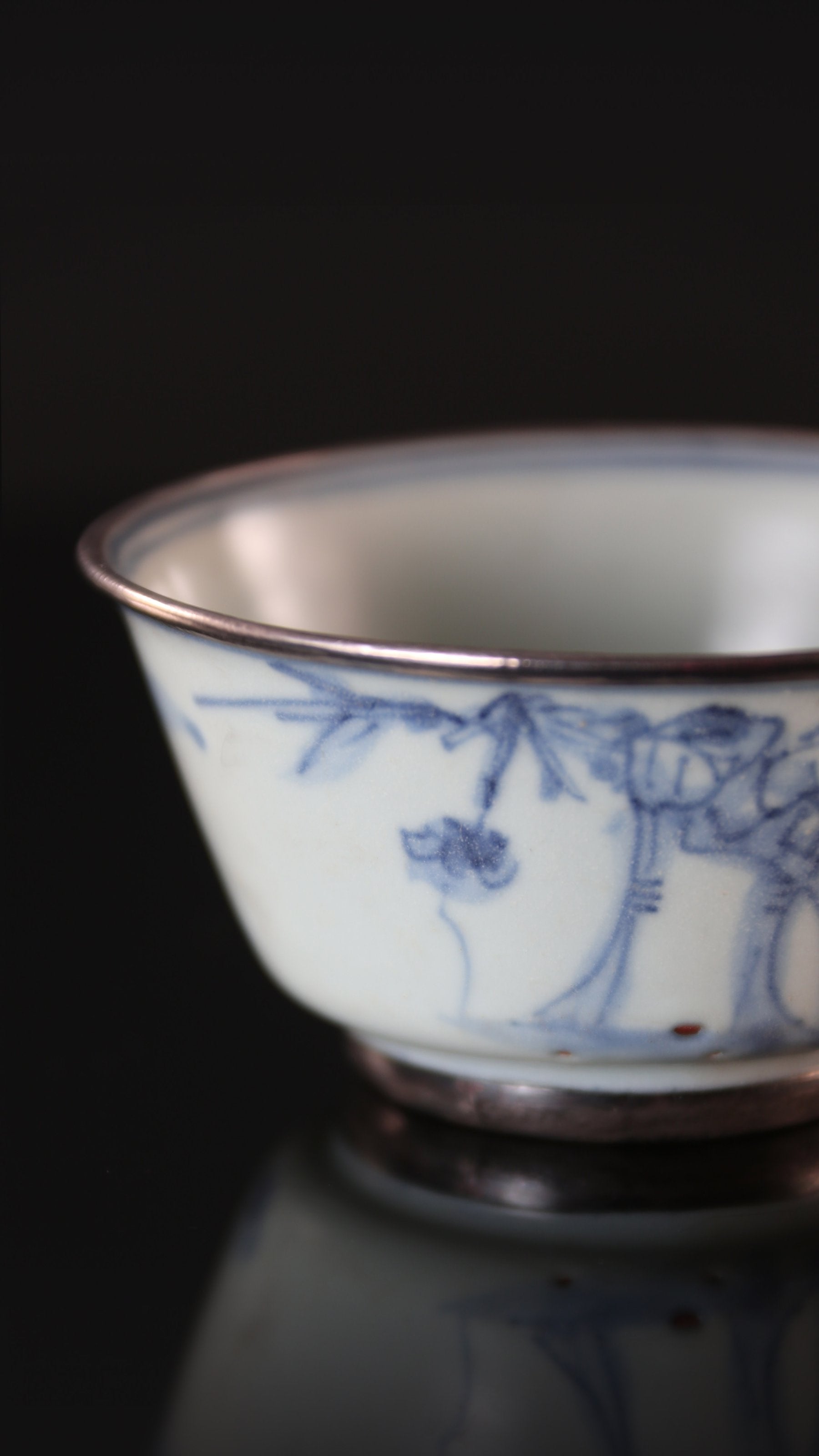 Floral Blue and White Porcelain Cup