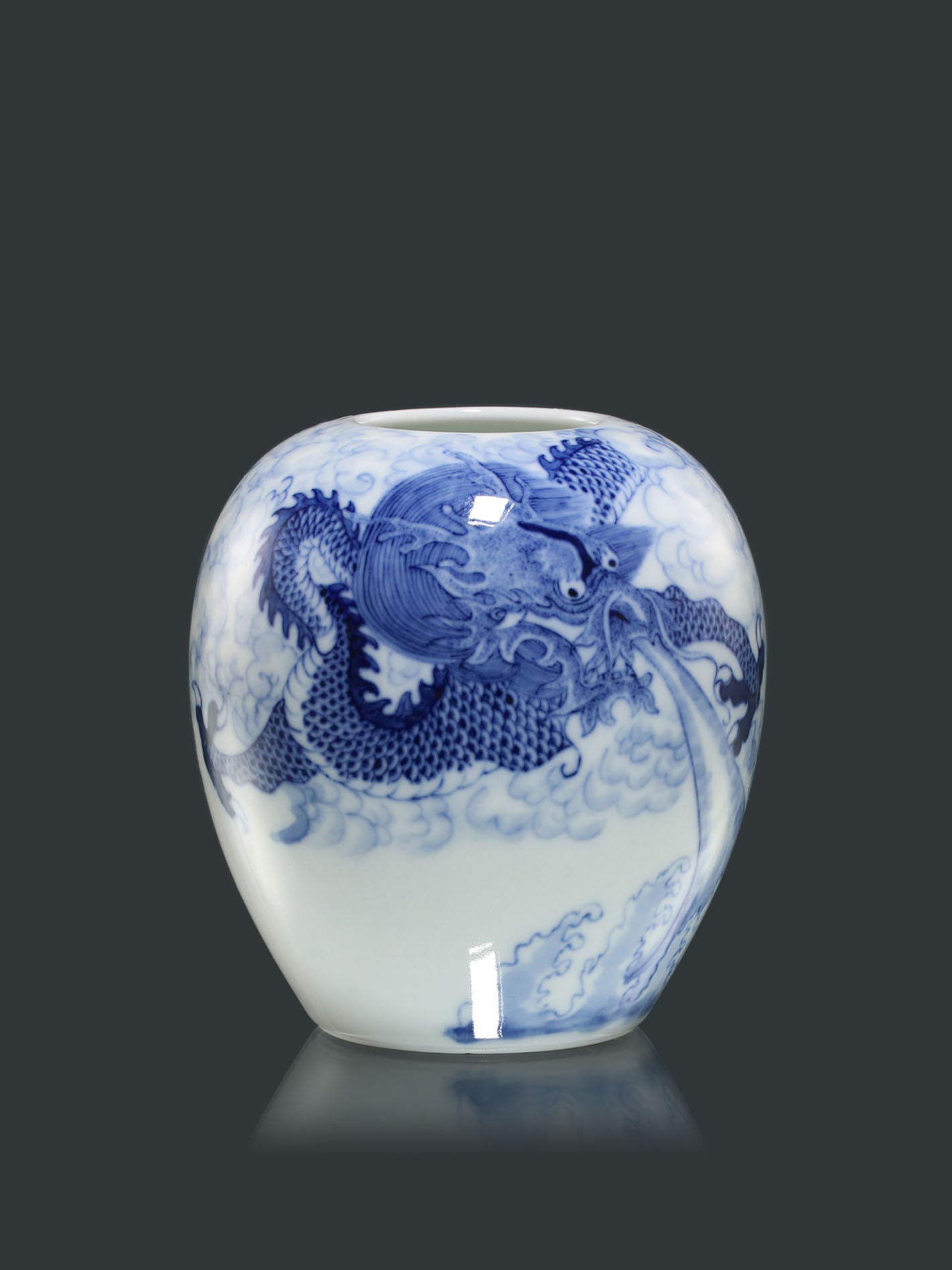 Blue and White Dragon Water Pot/Seal Box/ink disc