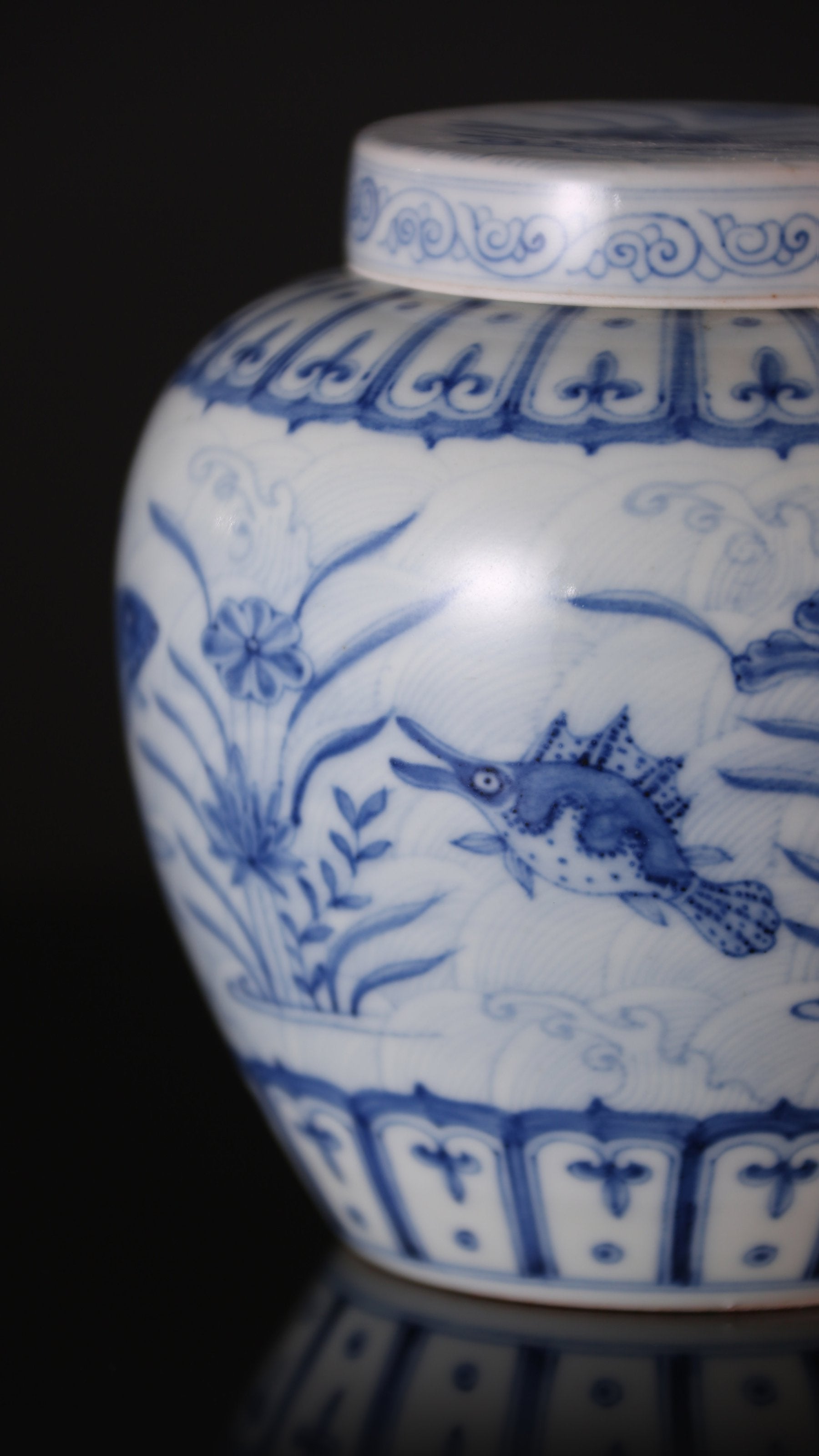 青花藻纹茶叶罐