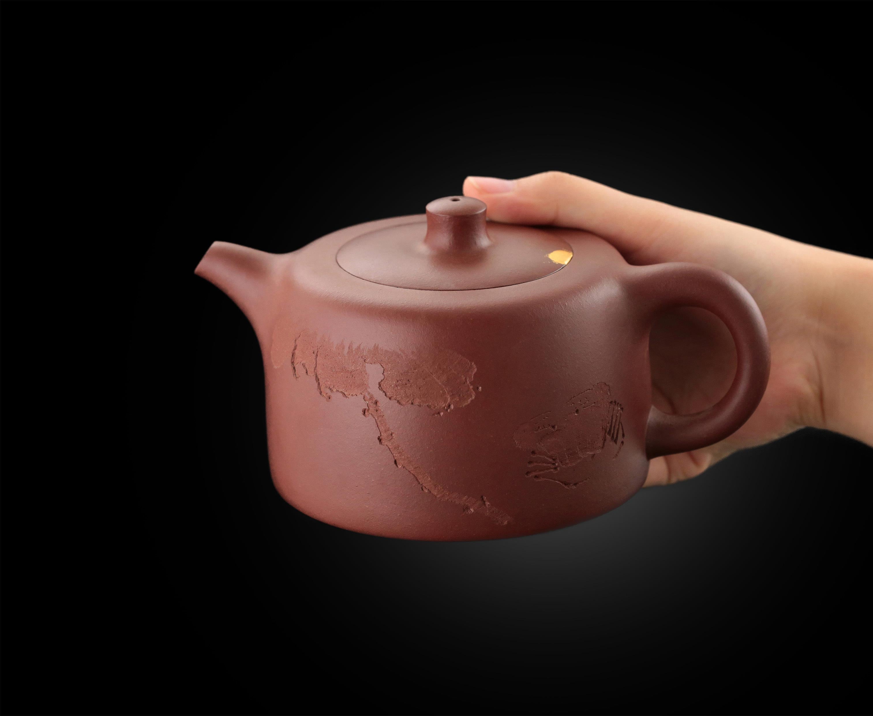 2008年饶宗颐刻绘清水泥井栏书画壶