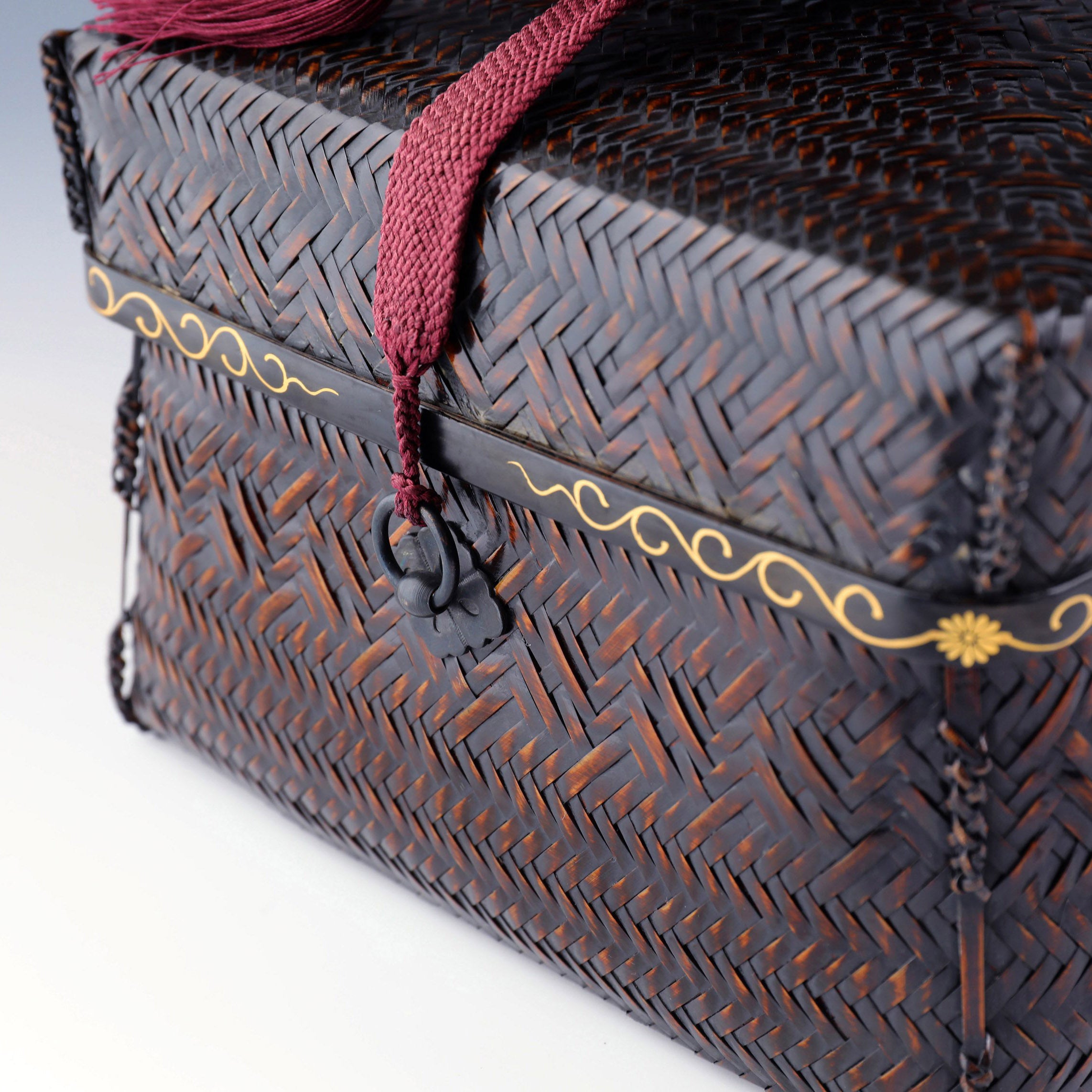 日本昭和時期竹編茶道箱