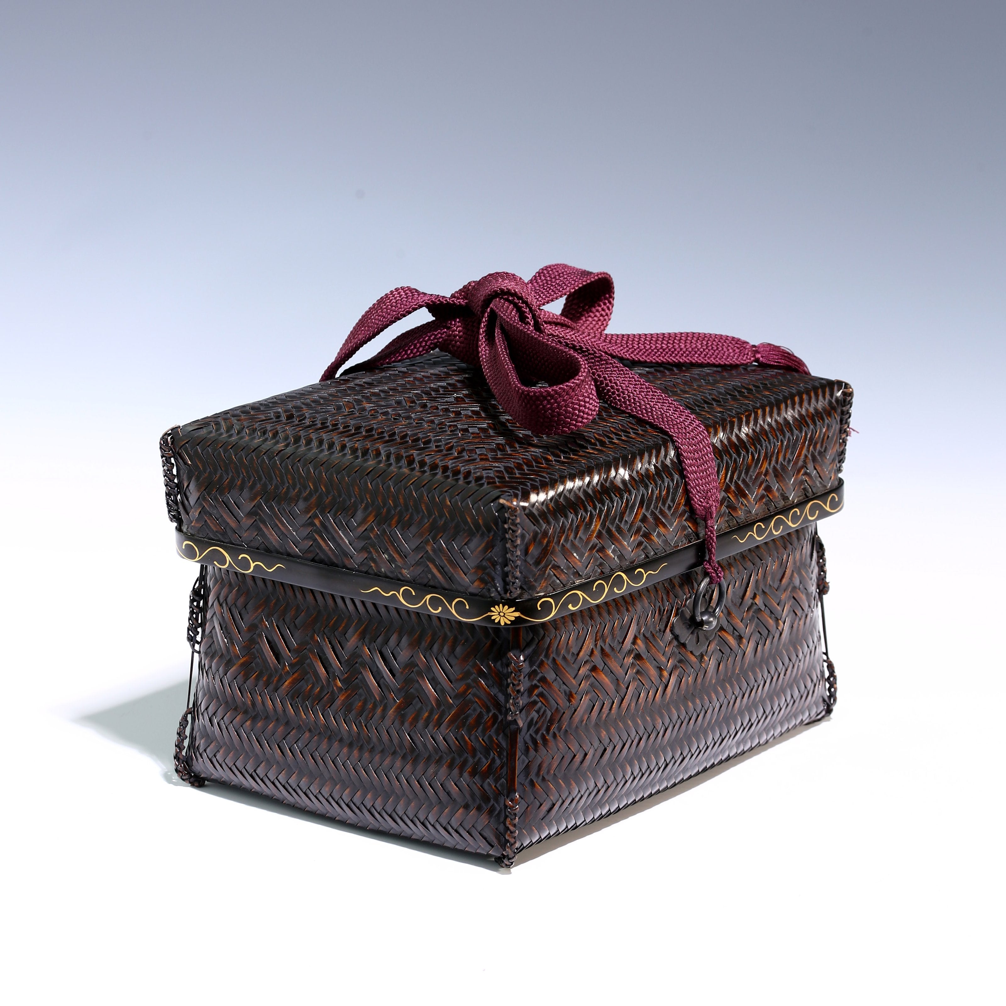 日本昭和時期竹編茶道箱